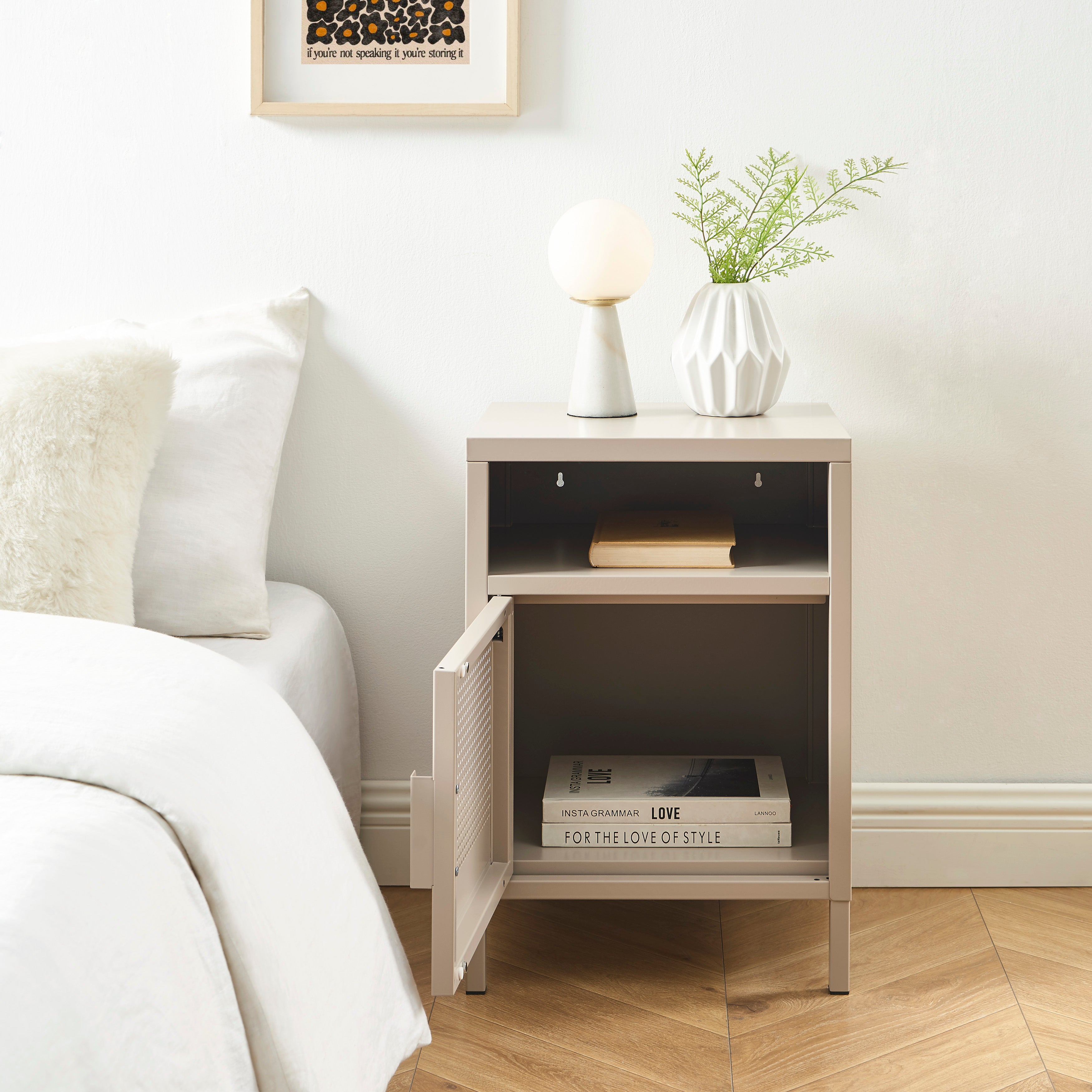 PANTONE® Metal 2-Drawer Nightstand – Taupe