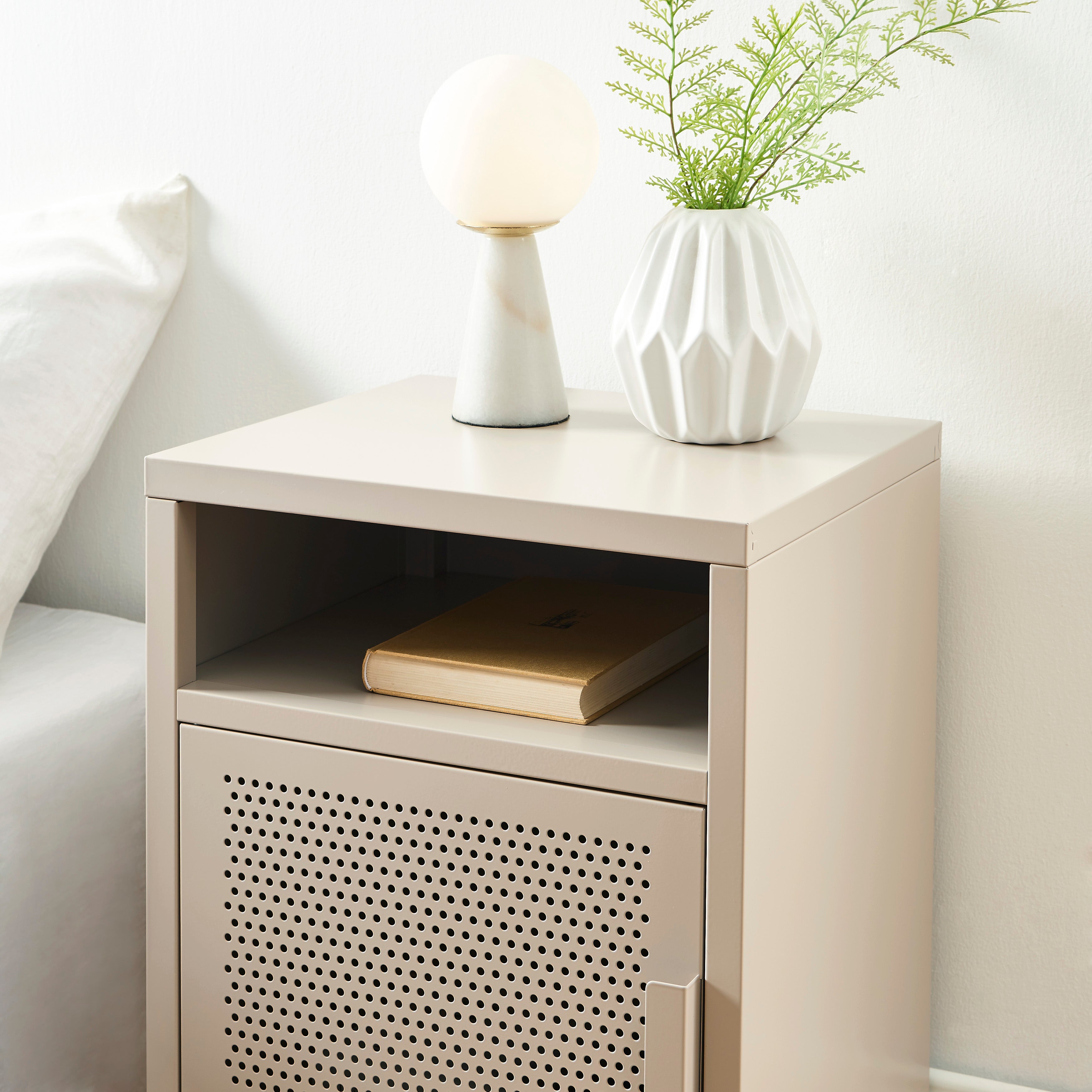 PANTONE® Metal 2-Drawer Nightstand – Taupe