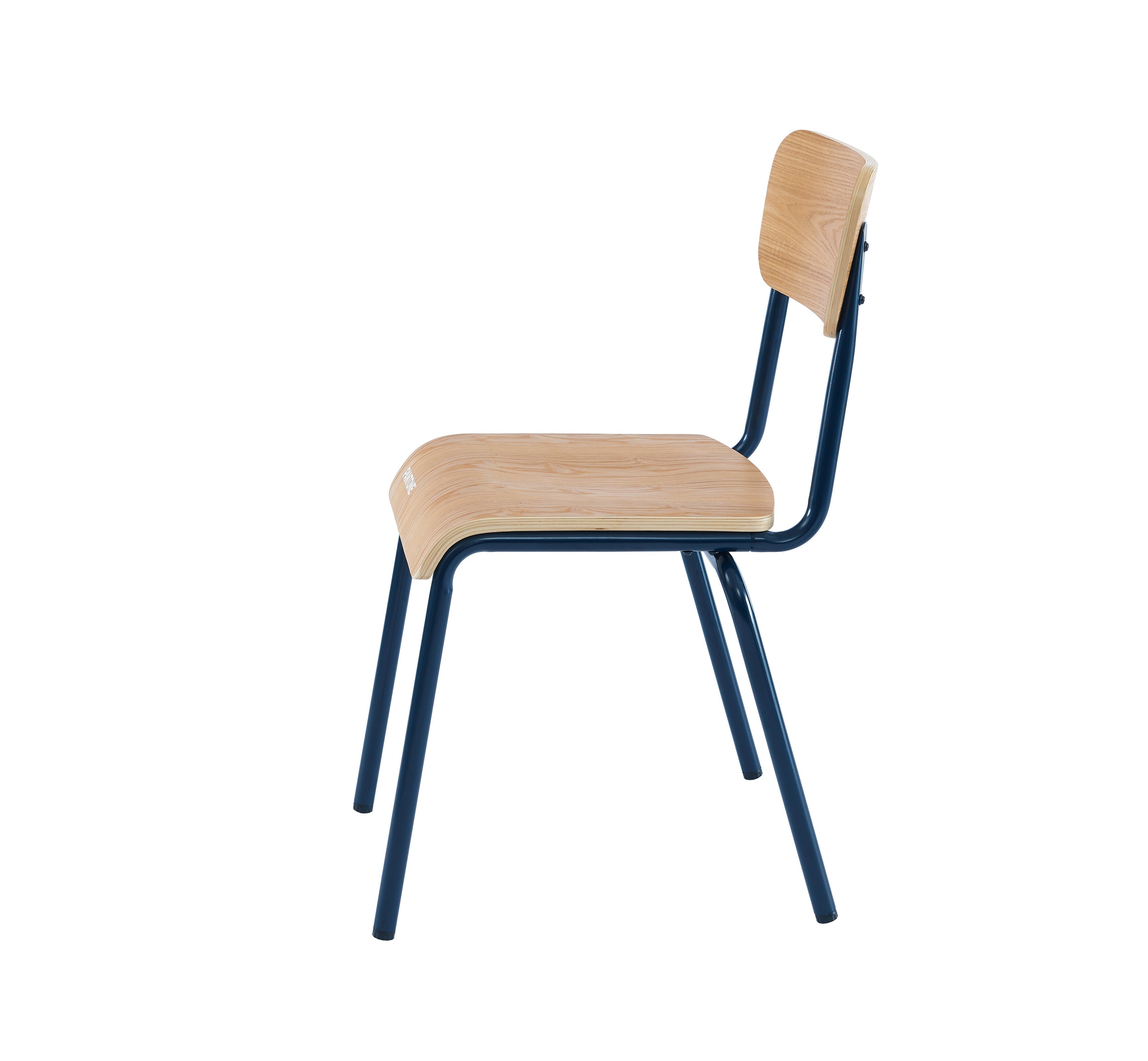 PANTONE® Set of 2 Dining Chairs with Ash Veneer Seat and Metal Legs – Midnight blue