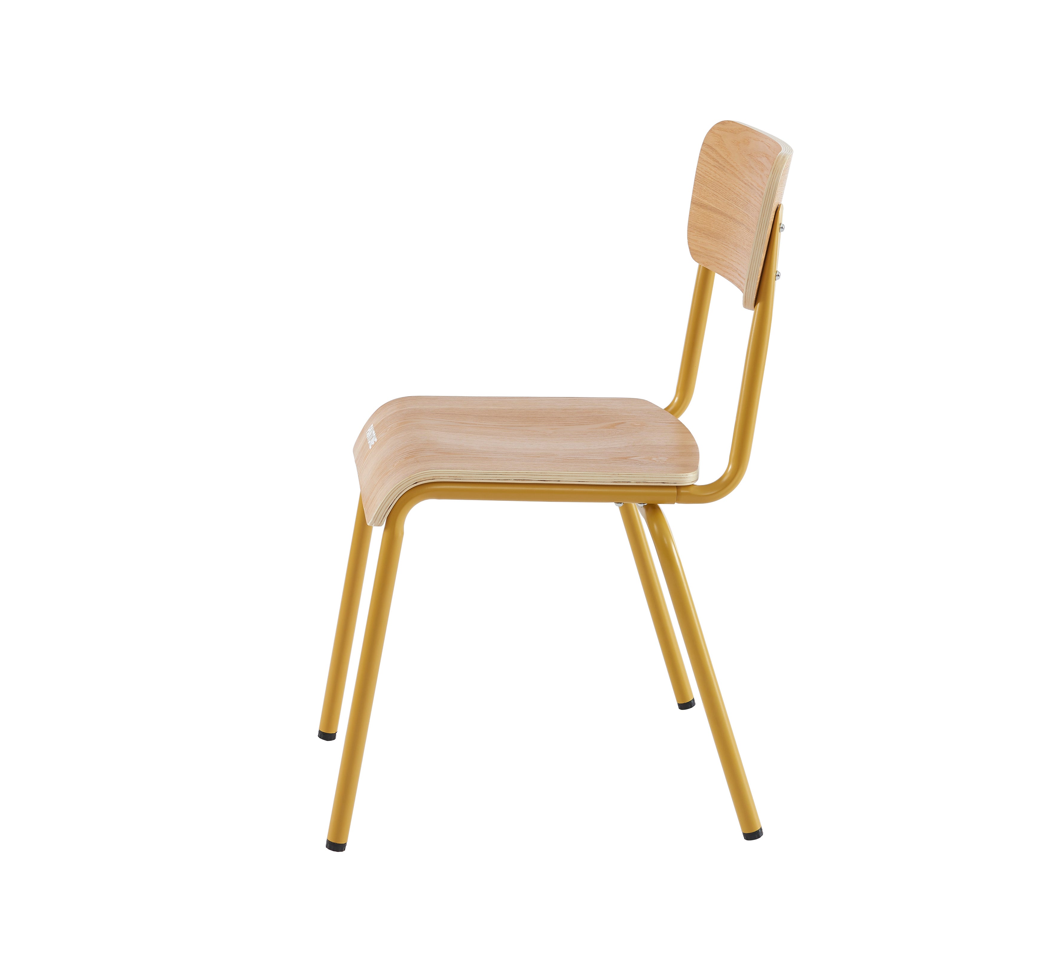 PANTONE® Set of 2 Dining Chairs with Ash Veneer Seat and Metal Legs – Mustard