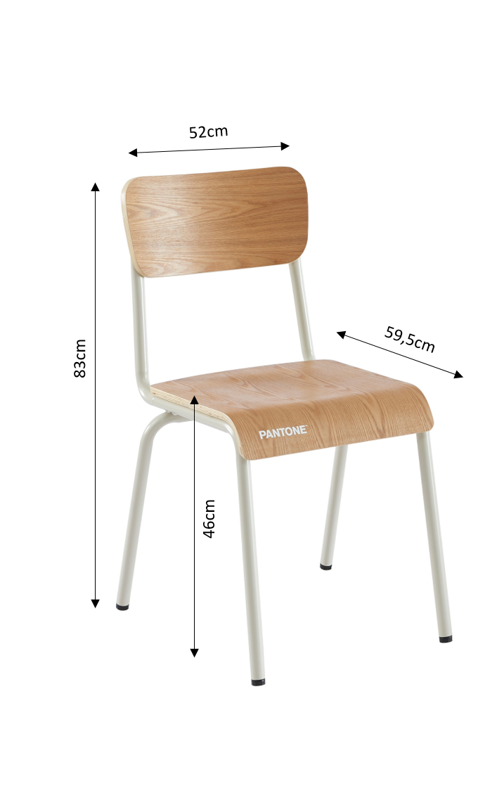PANTONE® Set of 2 Dining Chairs with Ash Veneer Seat and Metal Legs – Sand