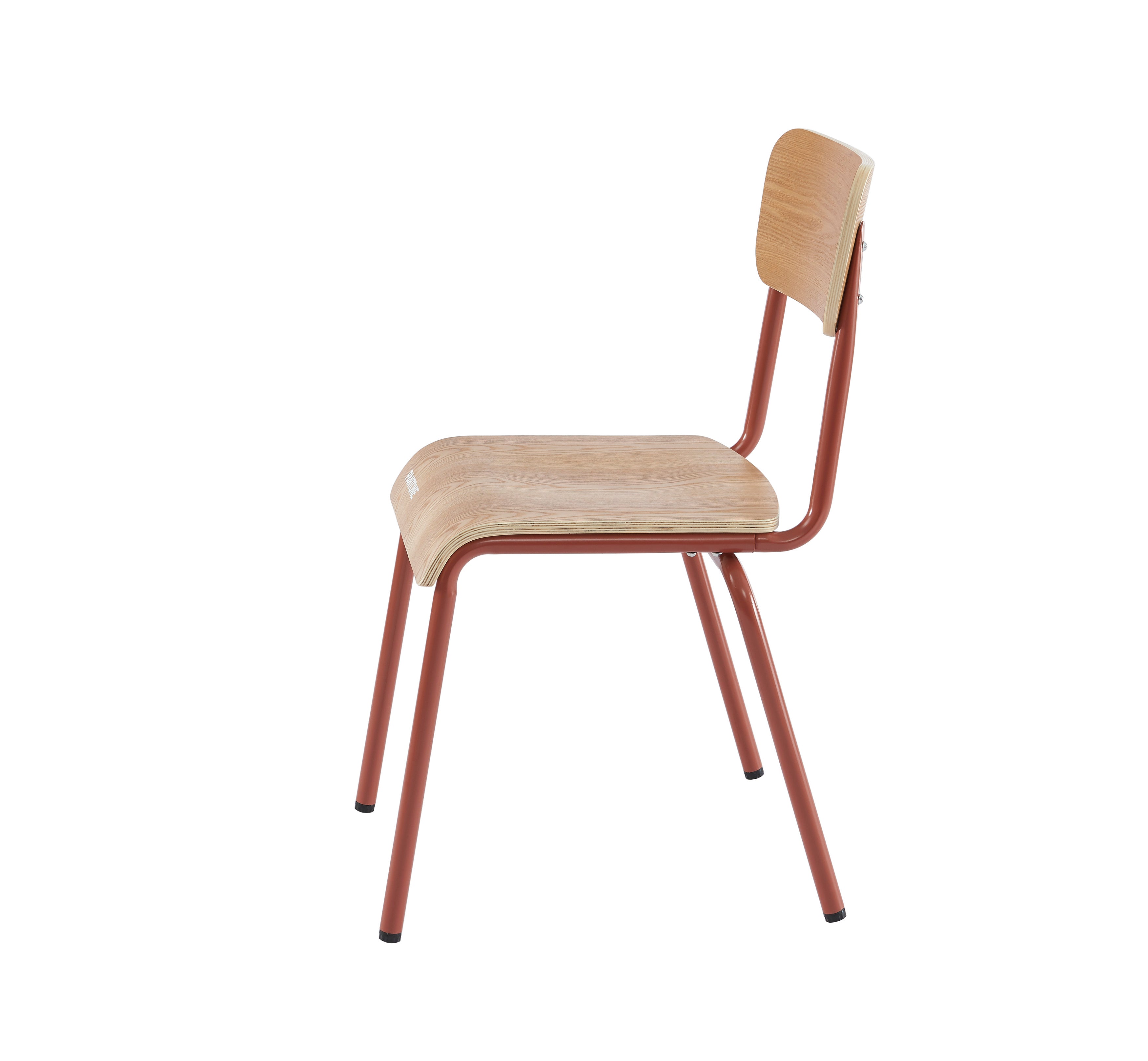 PANTONE® Set of 2 Dining Chairs with Ash Veneer Seat and Metal Legs – Terracotta