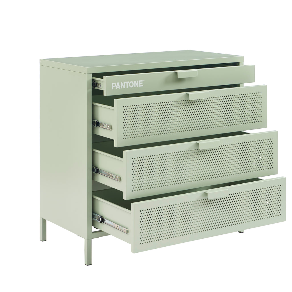 PANTONE® Metal 4-Drawer Chest – Almond green
