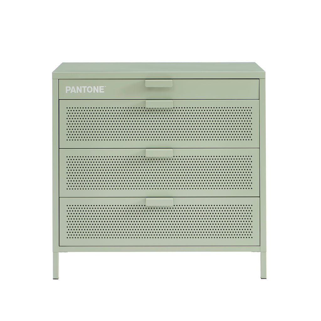 PANTONE® Metal 4-Drawer Chest – Almond green