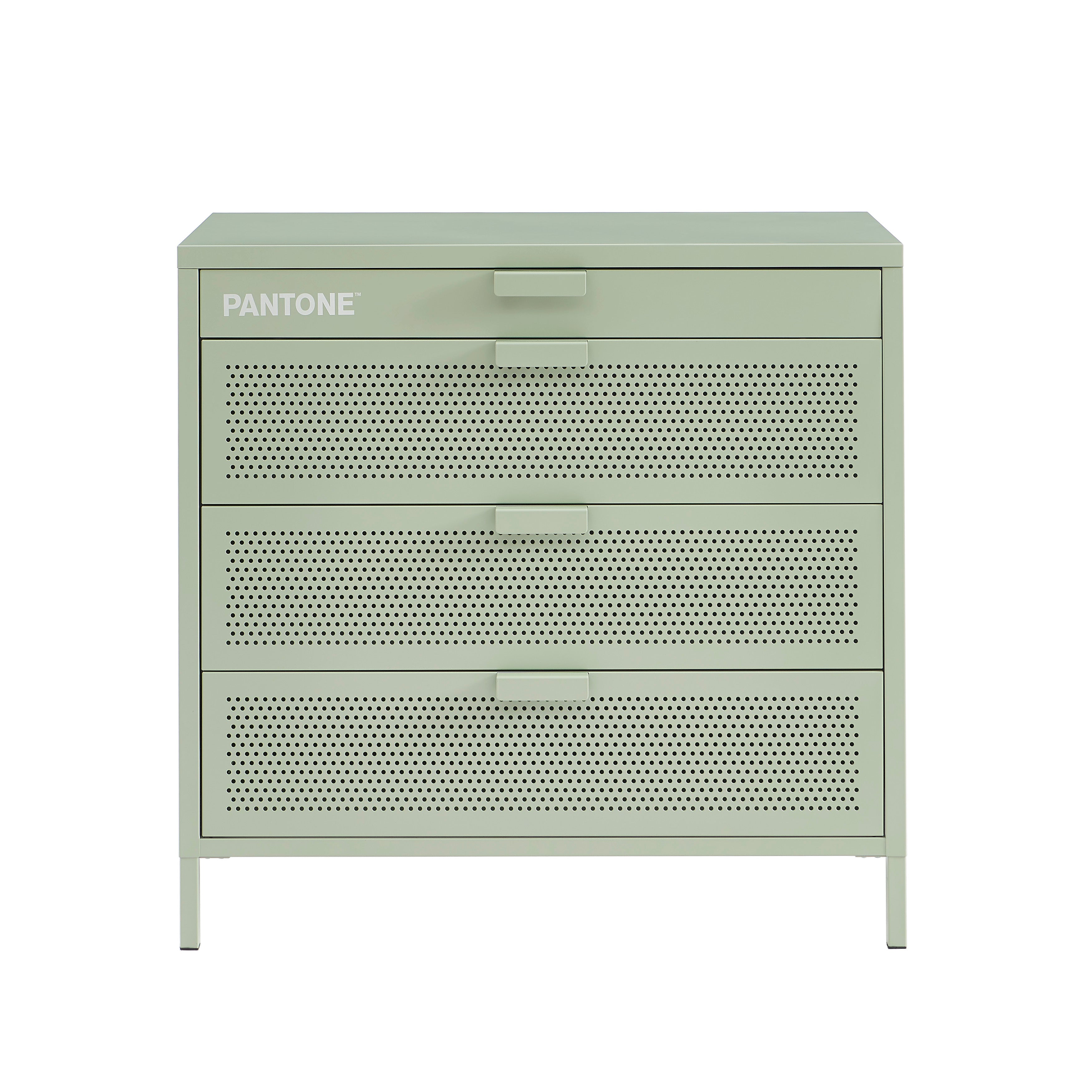 PANTONE® Metal 4-Drawer Chest – Almond green