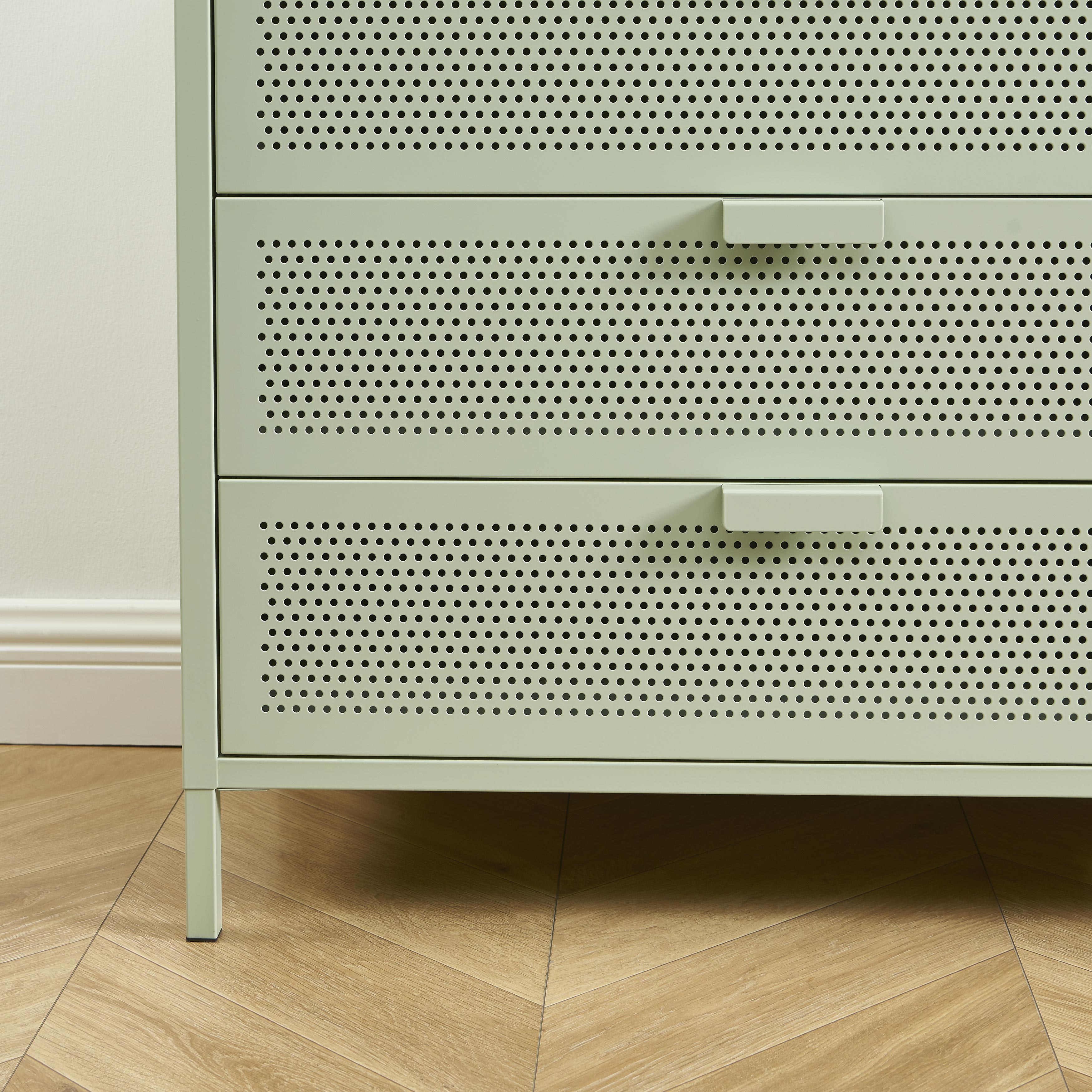 PANTONE® Metal 4-Drawer Chest – Almond green