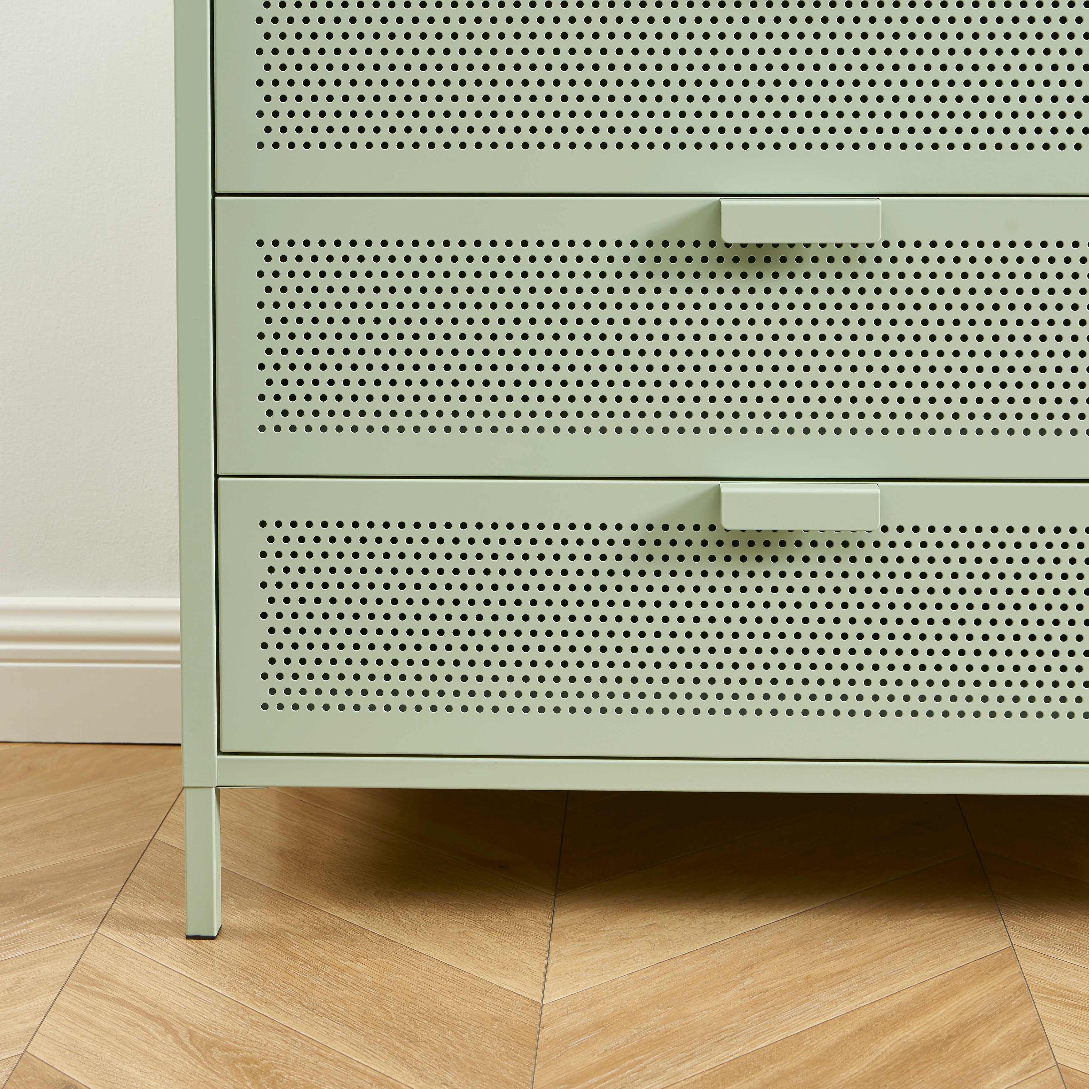 PANTONE® Metal 4-Drawer Chest – Almond green
