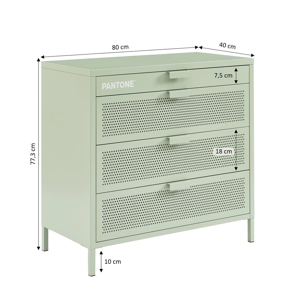 PANTONE® Metal 4-Drawer Chest – Almond green