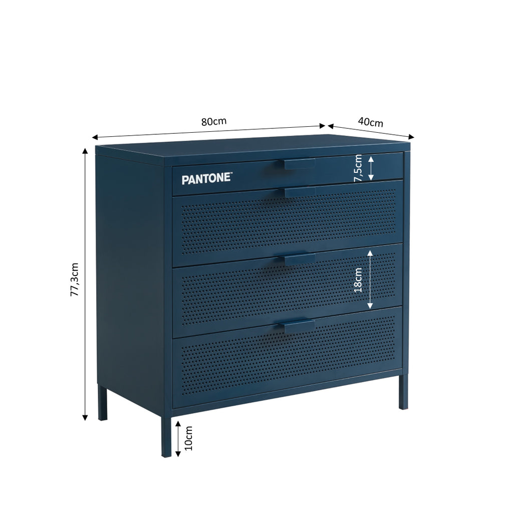 PANTONE® Metal 4-Drawer Chest – Midnight blue