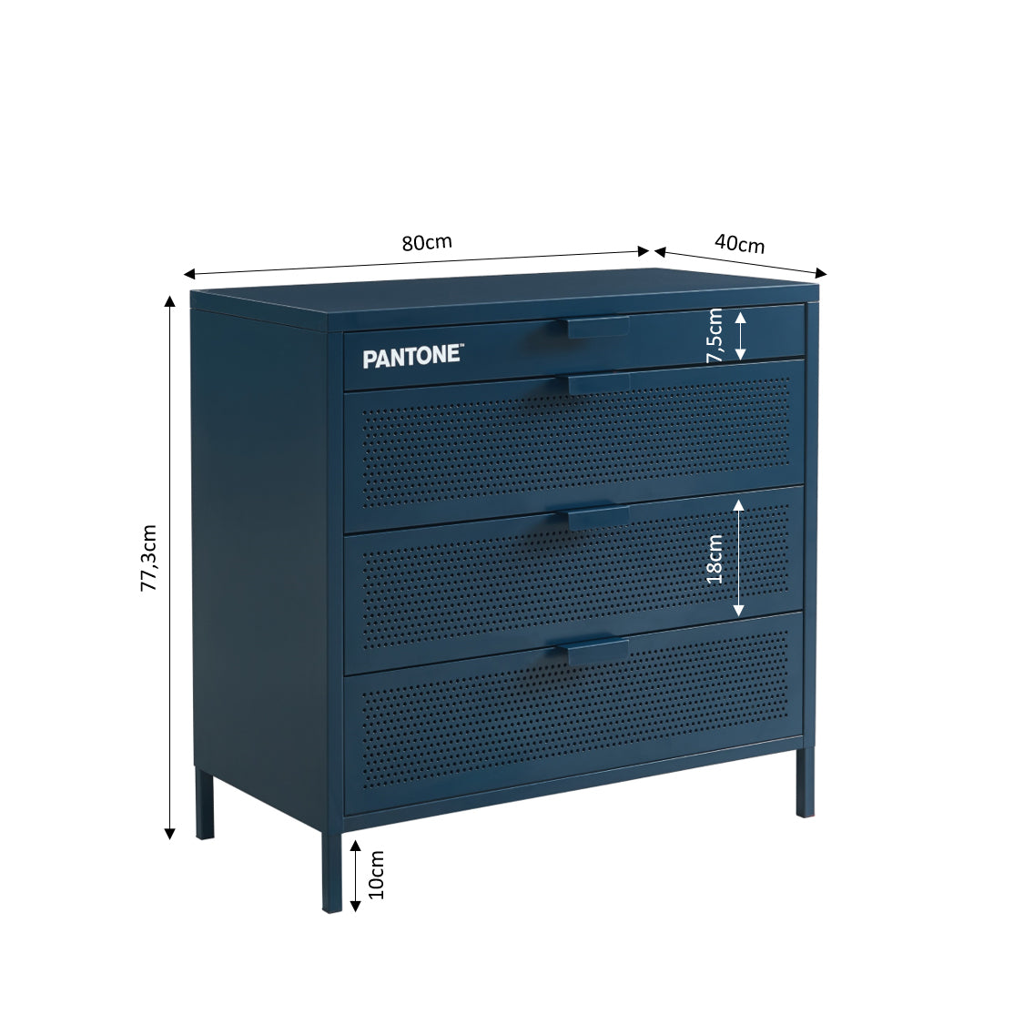 PANTONE® Metal 4-Drawer Chest – Midnight blue