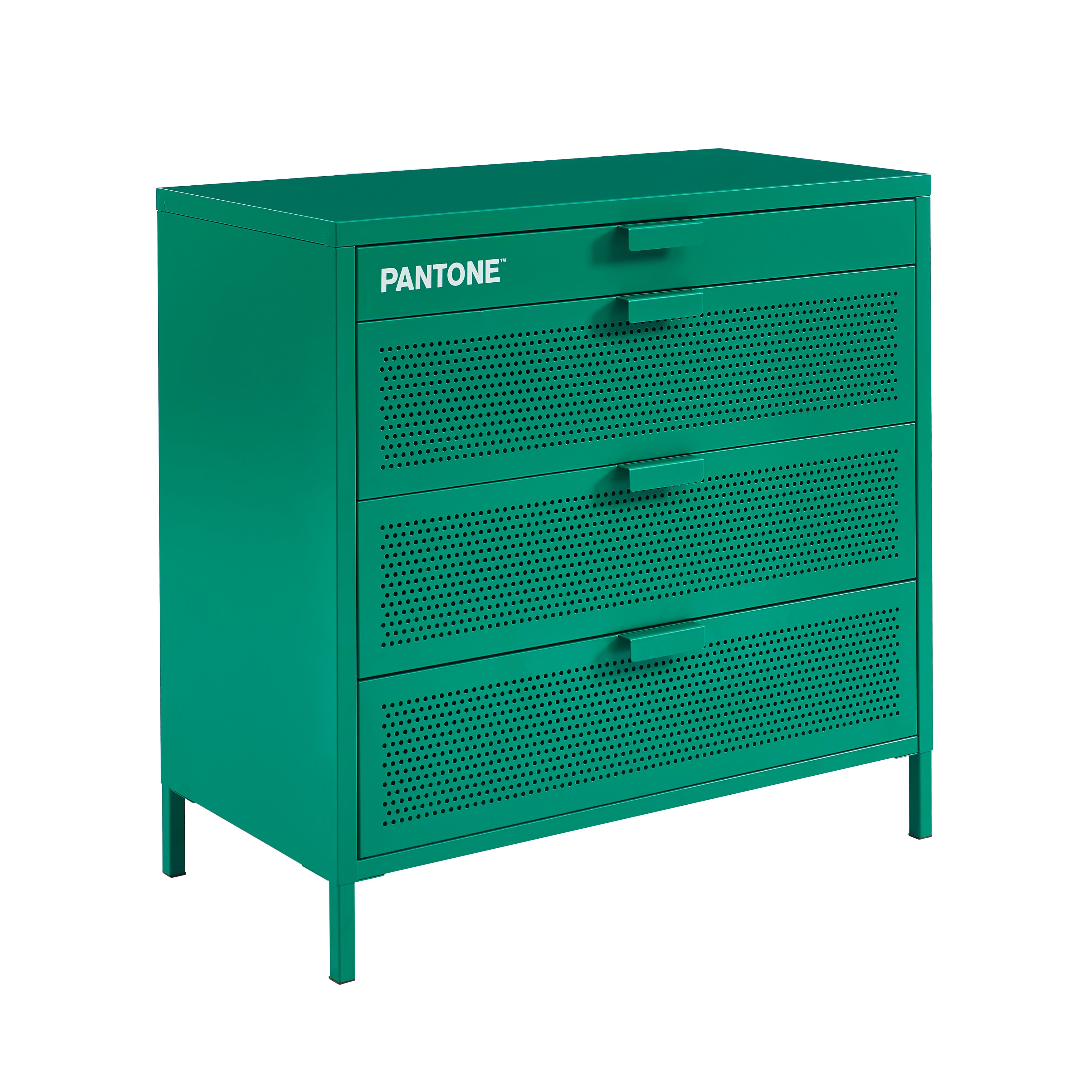 PANTONE® Metal 4-Drawer Chest – Emerald green