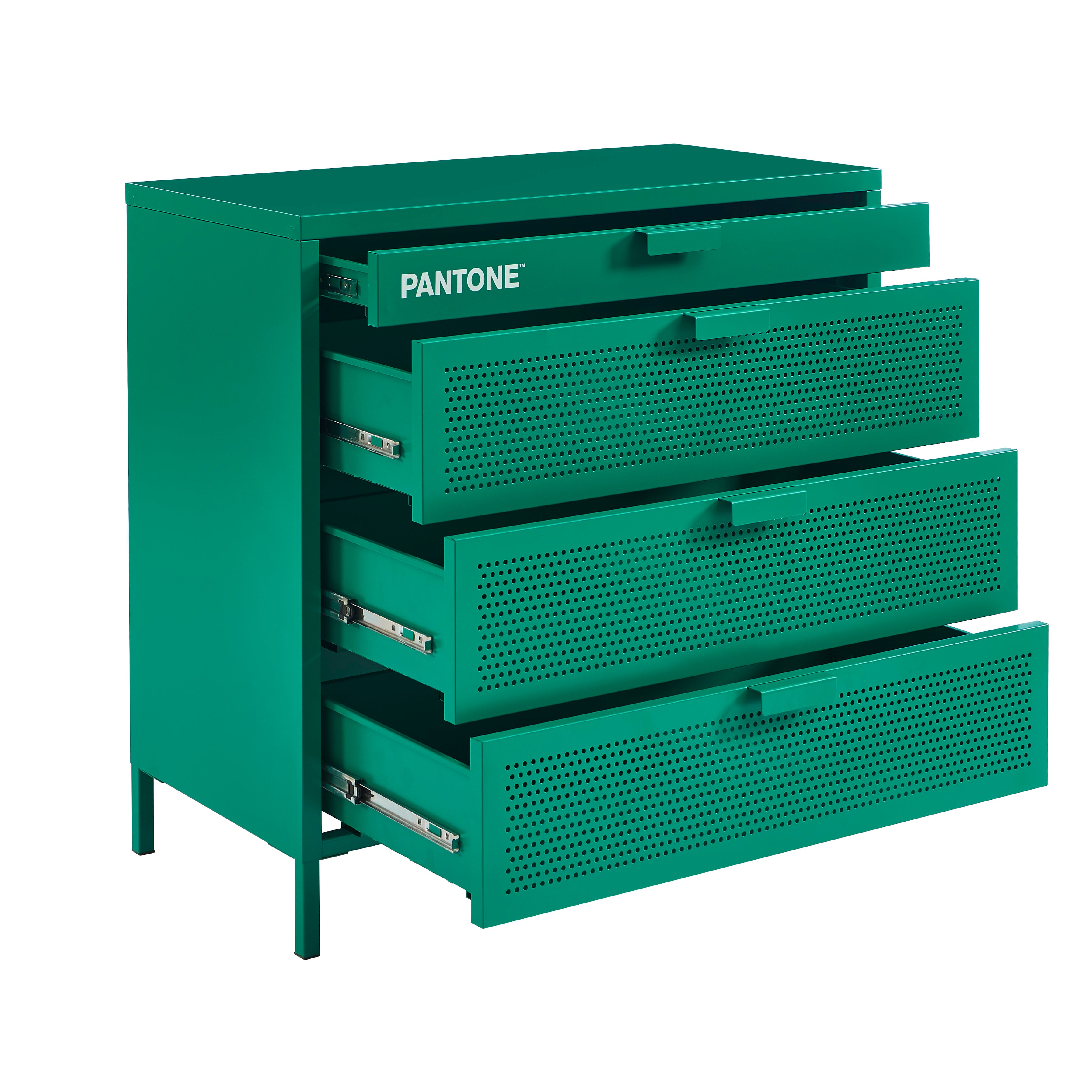 PANTONE® Metal 4-Drawer Chest – Emerald green