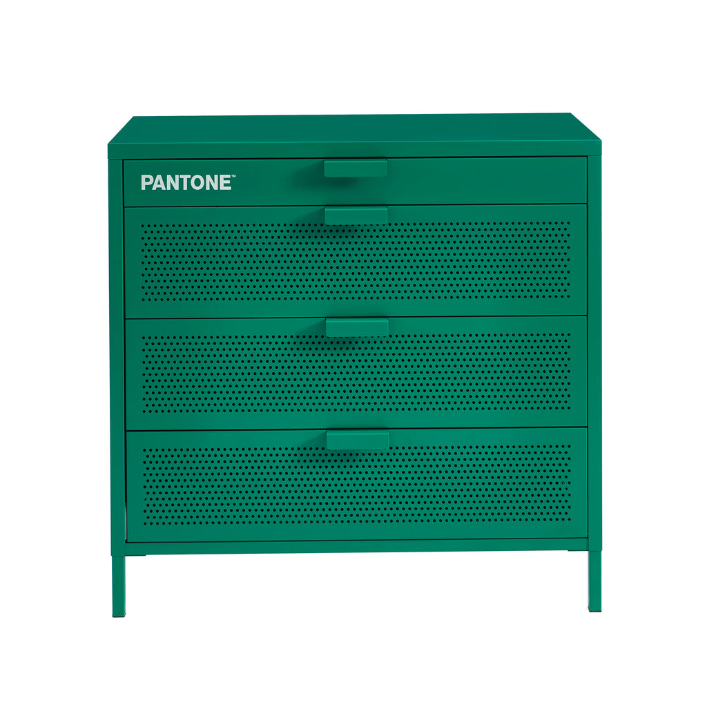 PANTONE® Metal 4-Drawer Chest – Emerald green