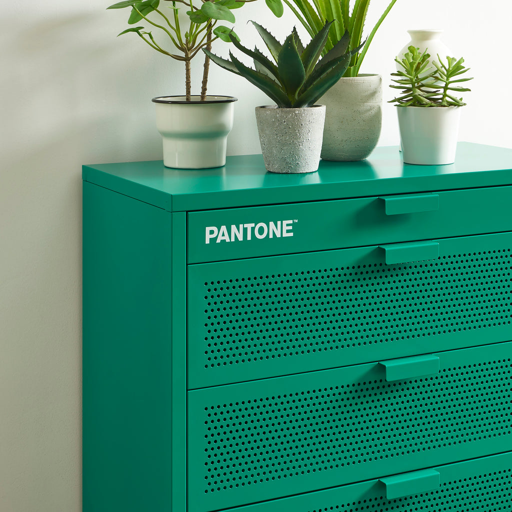 PANTONE® Metal 4-Drawer Chest – Emerald green