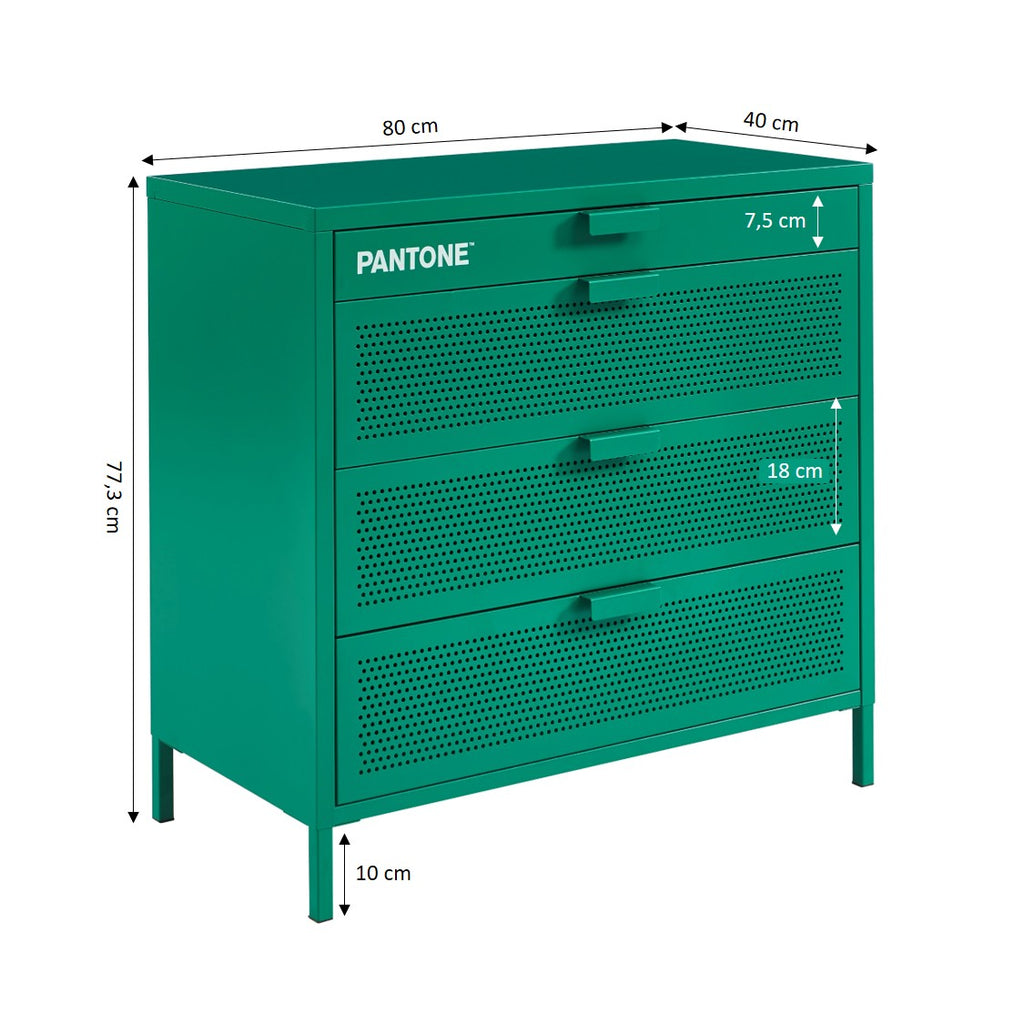 PANTONE® Metal 4-Drawer Chest – Emerald green