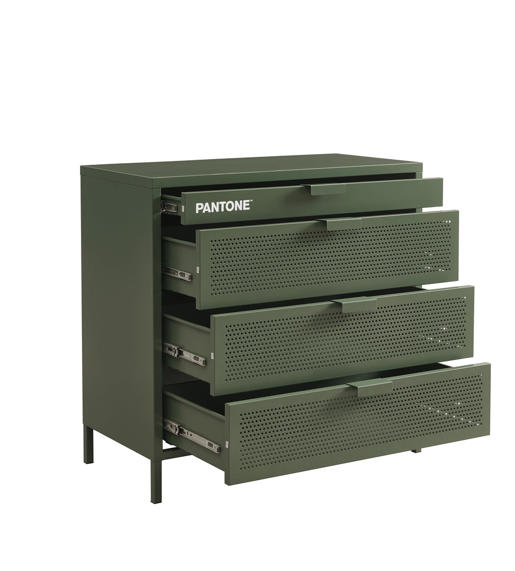 PANTONE® Metal 4-Drawer Chest – Olive green