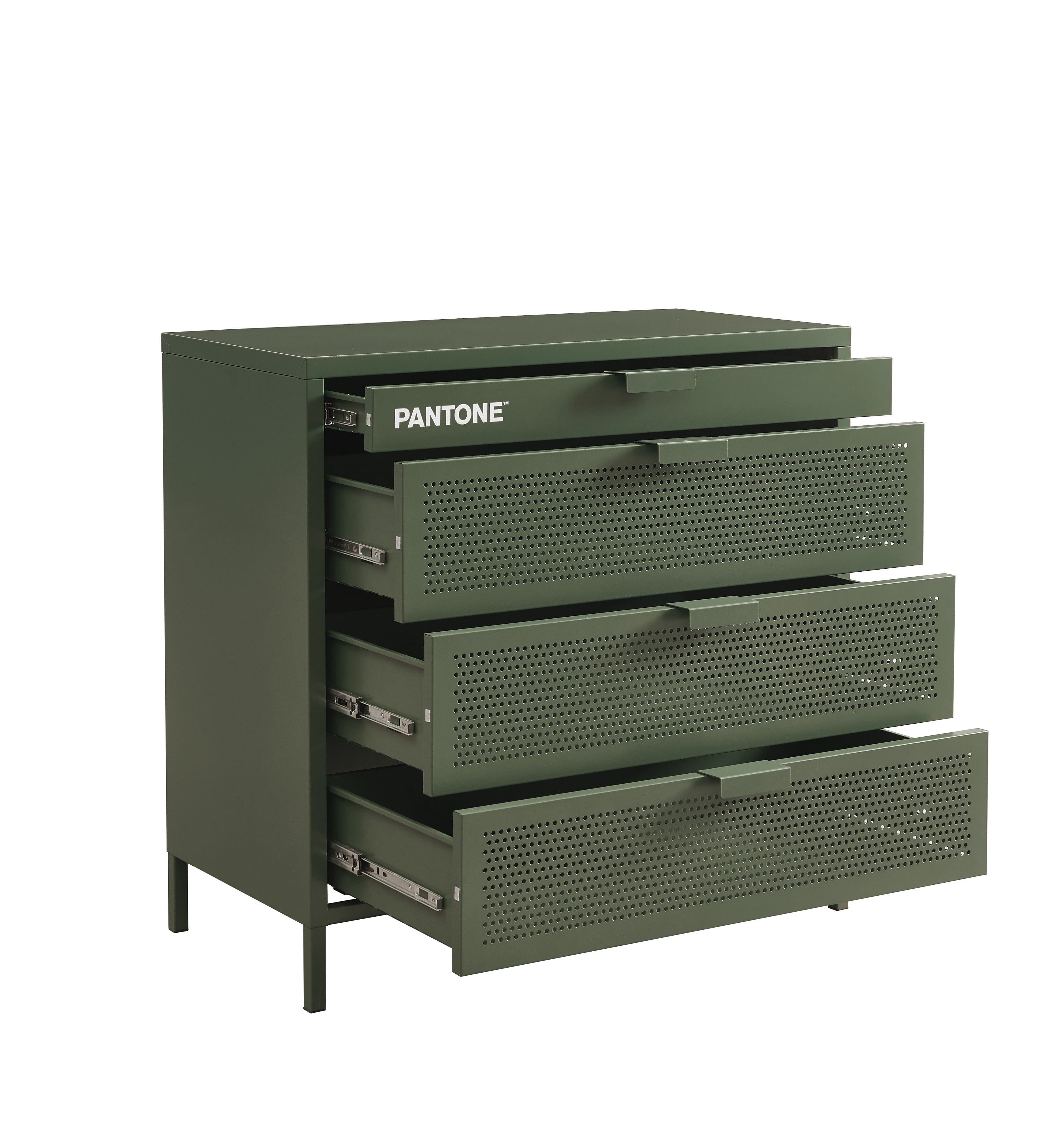 PANTONE® Metal 4-Drawer Chest – Olive green