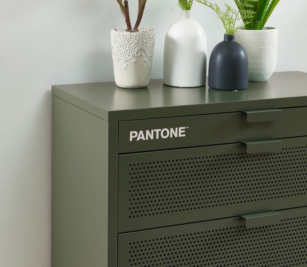 PANTONE® Metal 4-Drawer Chest – Olive green