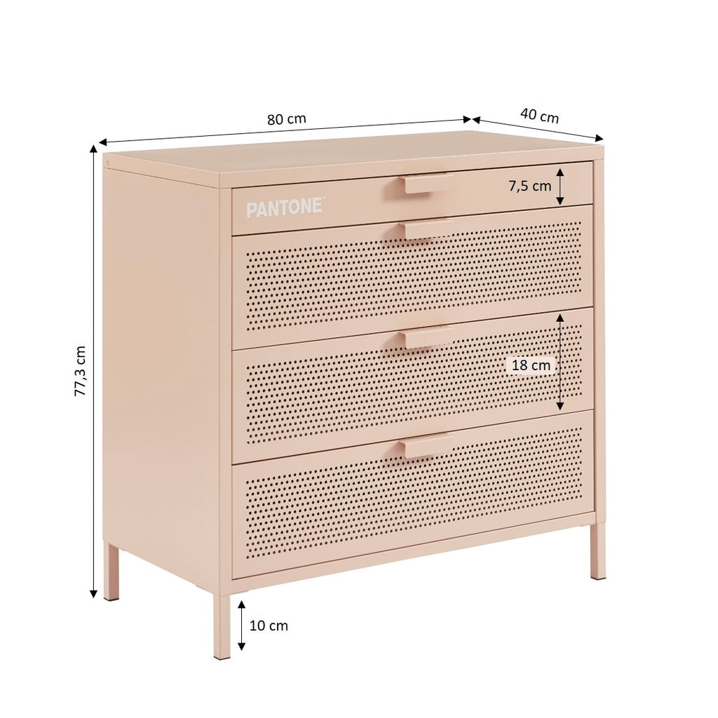 PANTONE® Metal 4-Drawer Chest – Pink