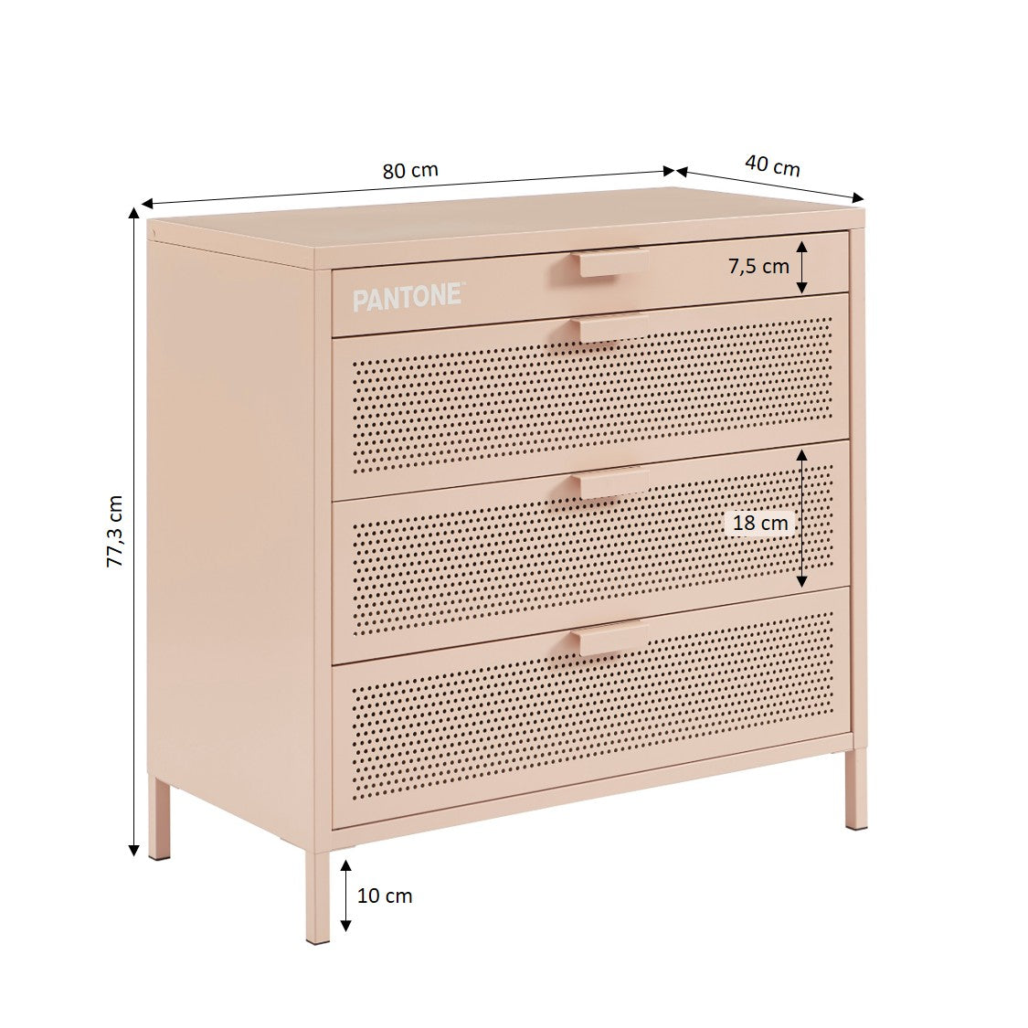 PANTONE® Metal 4-Drawer Chest – Pink