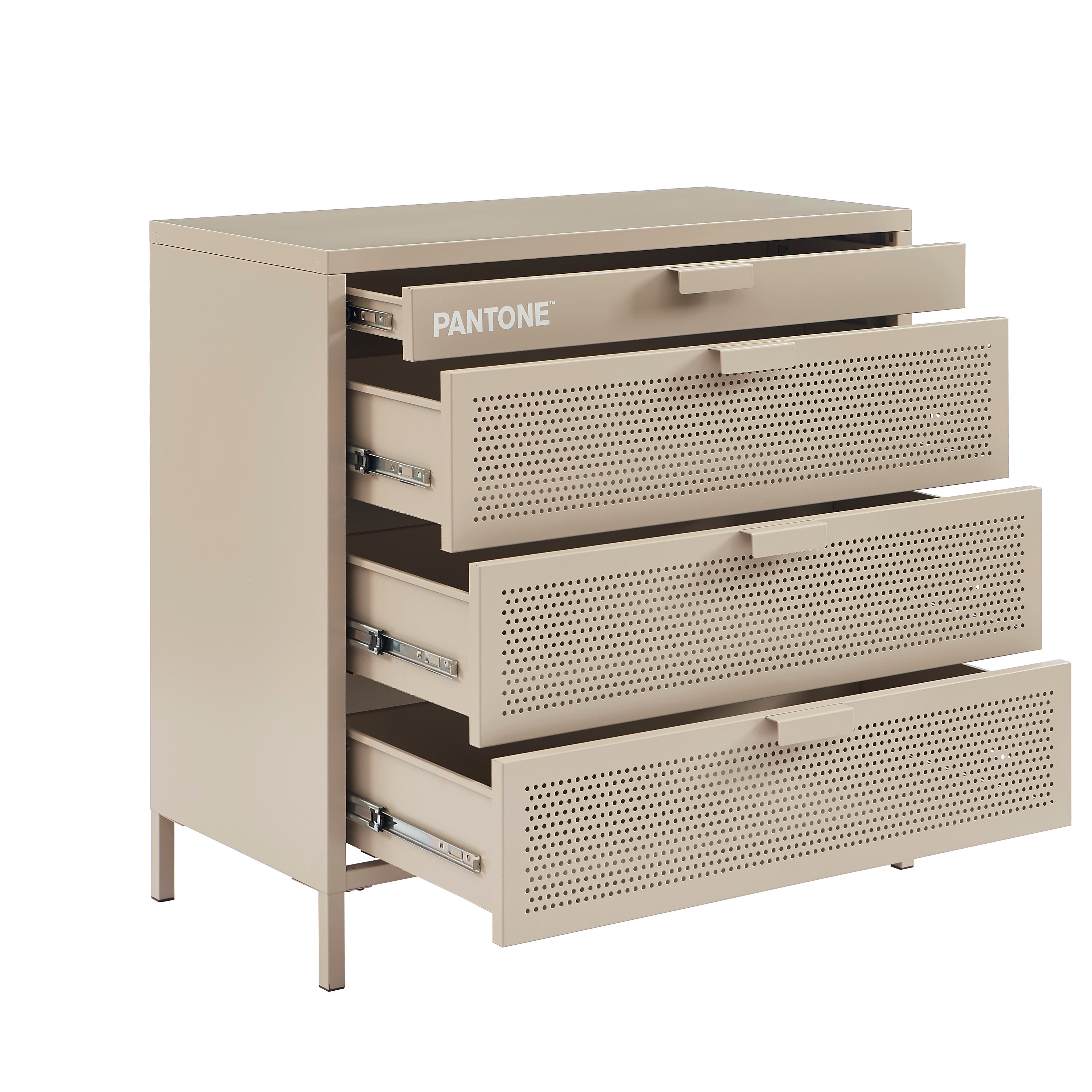 PANTONE® Metal 4-Drawer Chest – Taupe