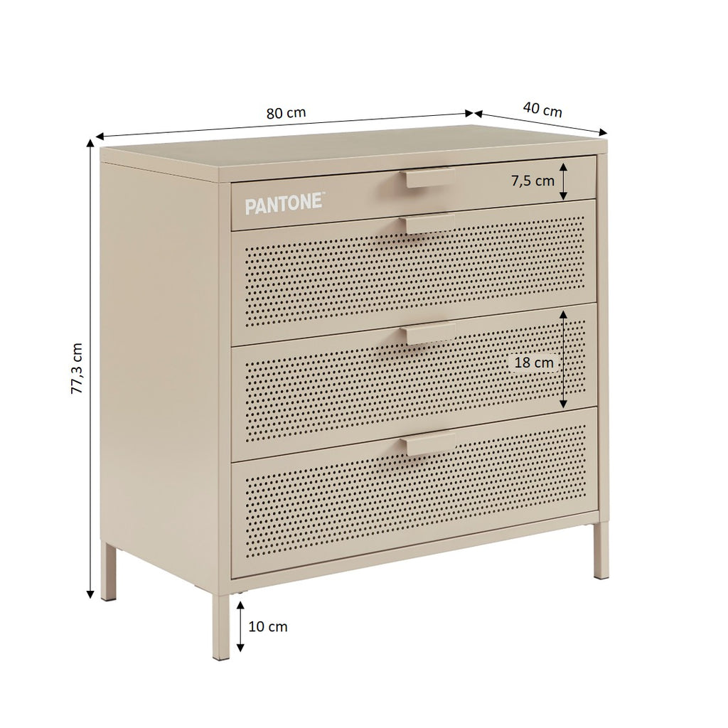 PANTONE® Metal 4-Drawer Chest – Taupe