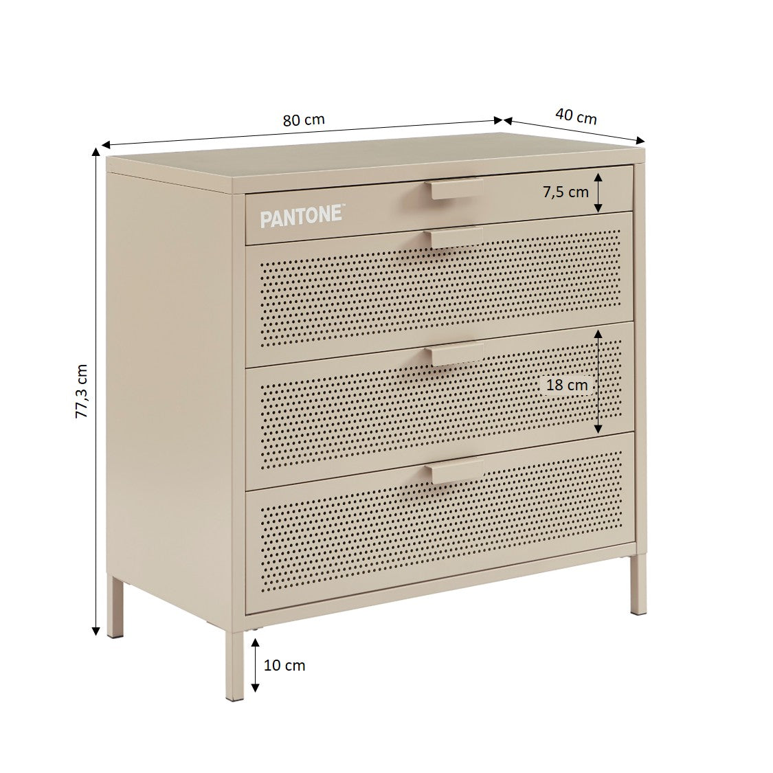 PANTONE® Metal 4-Drawer Chest – Taupe