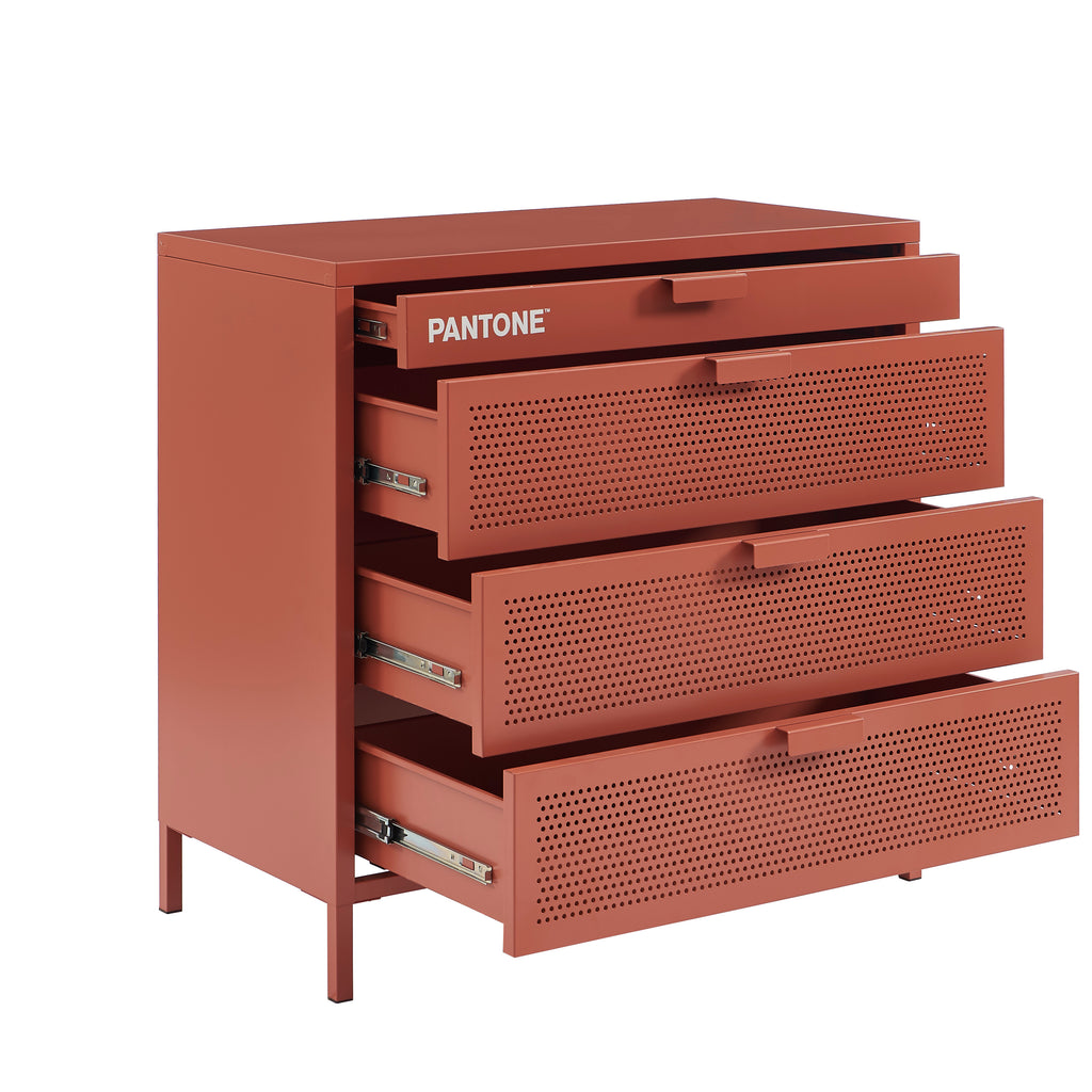 PANTONE® Metal 4-Drawer Chest – Terracotta
