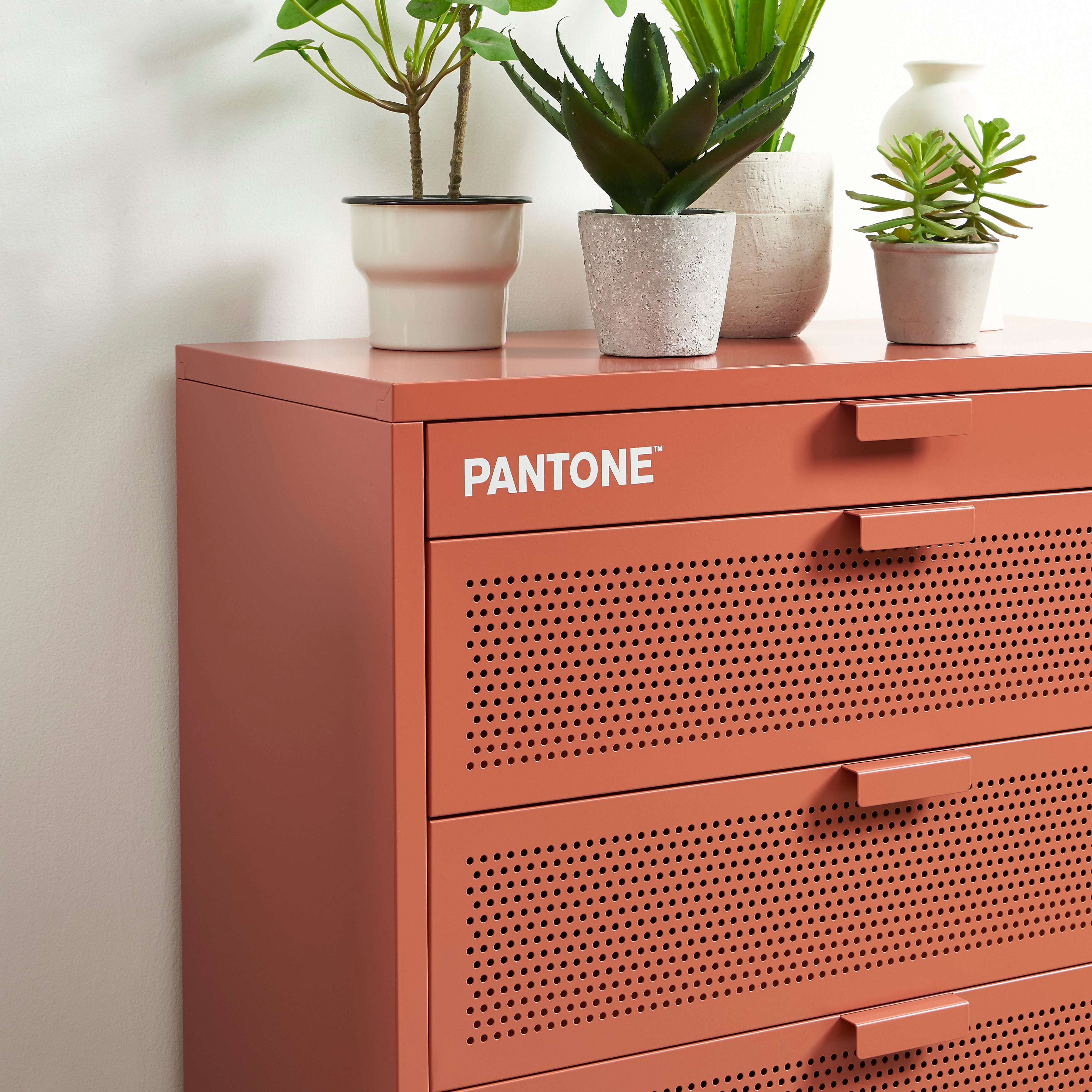 PANTONE® Metal 4-Drawer Chest – Terracotta