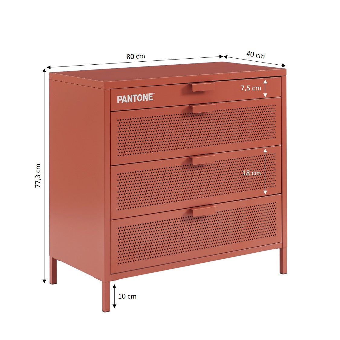 PANTONE® Metal 4-Drawer Chest – Terracotta