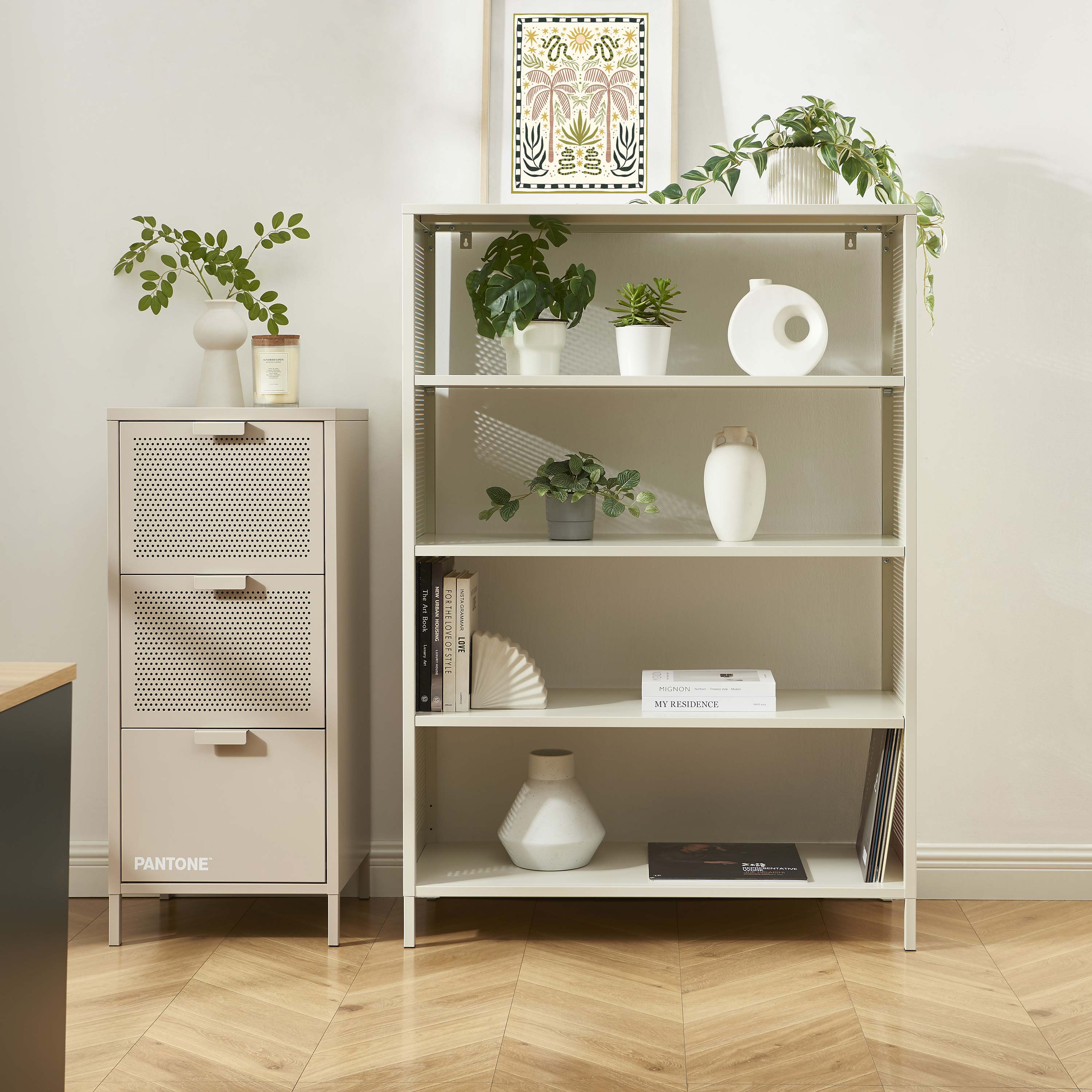 PANTONE® Metal Bookcase – Taupe