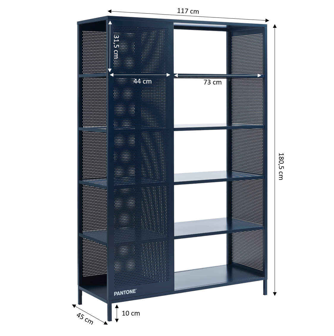 PANTONE® Metal Large Bookcase – Midnight blue