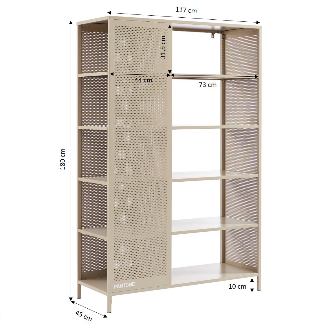 PANTONE® Metal Large Bookcase – Taupe