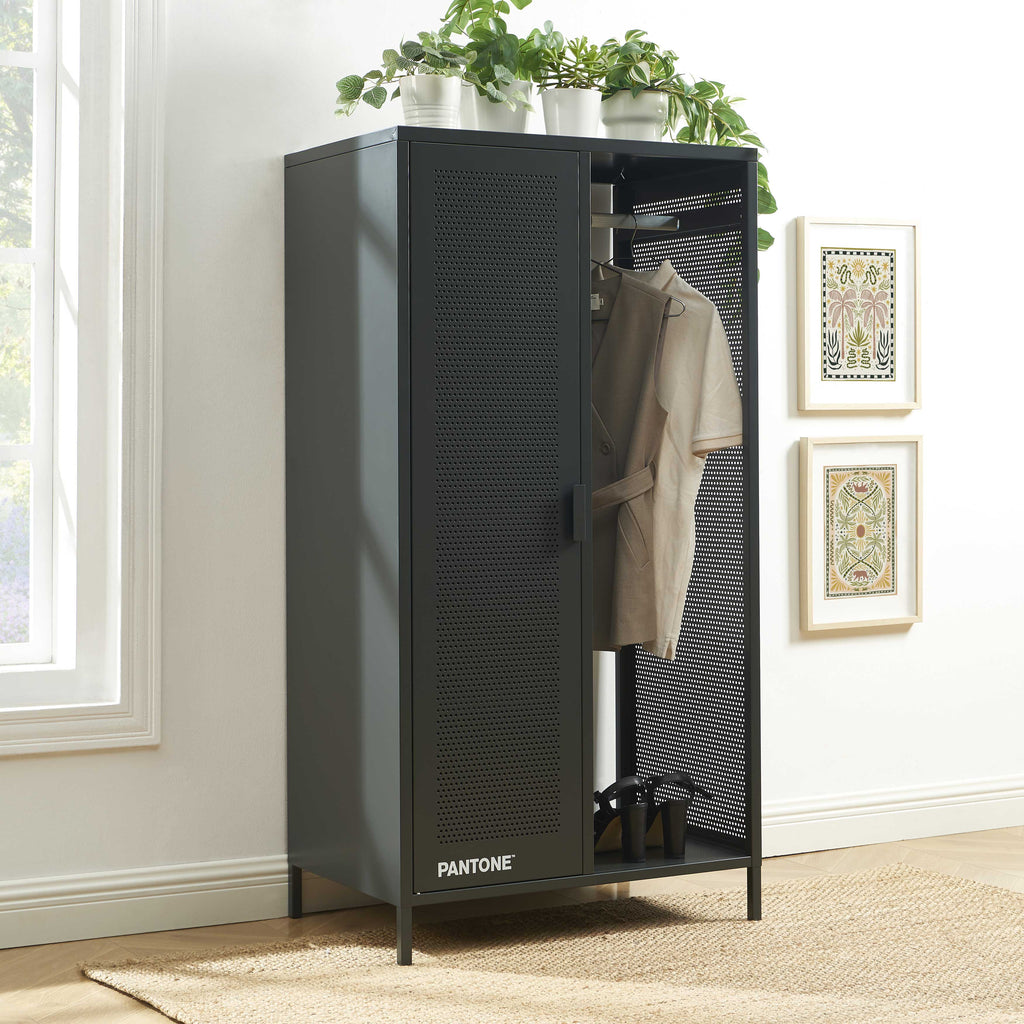 PANTONE® Metal Wardrobe with Hanging Rail – Anthracite