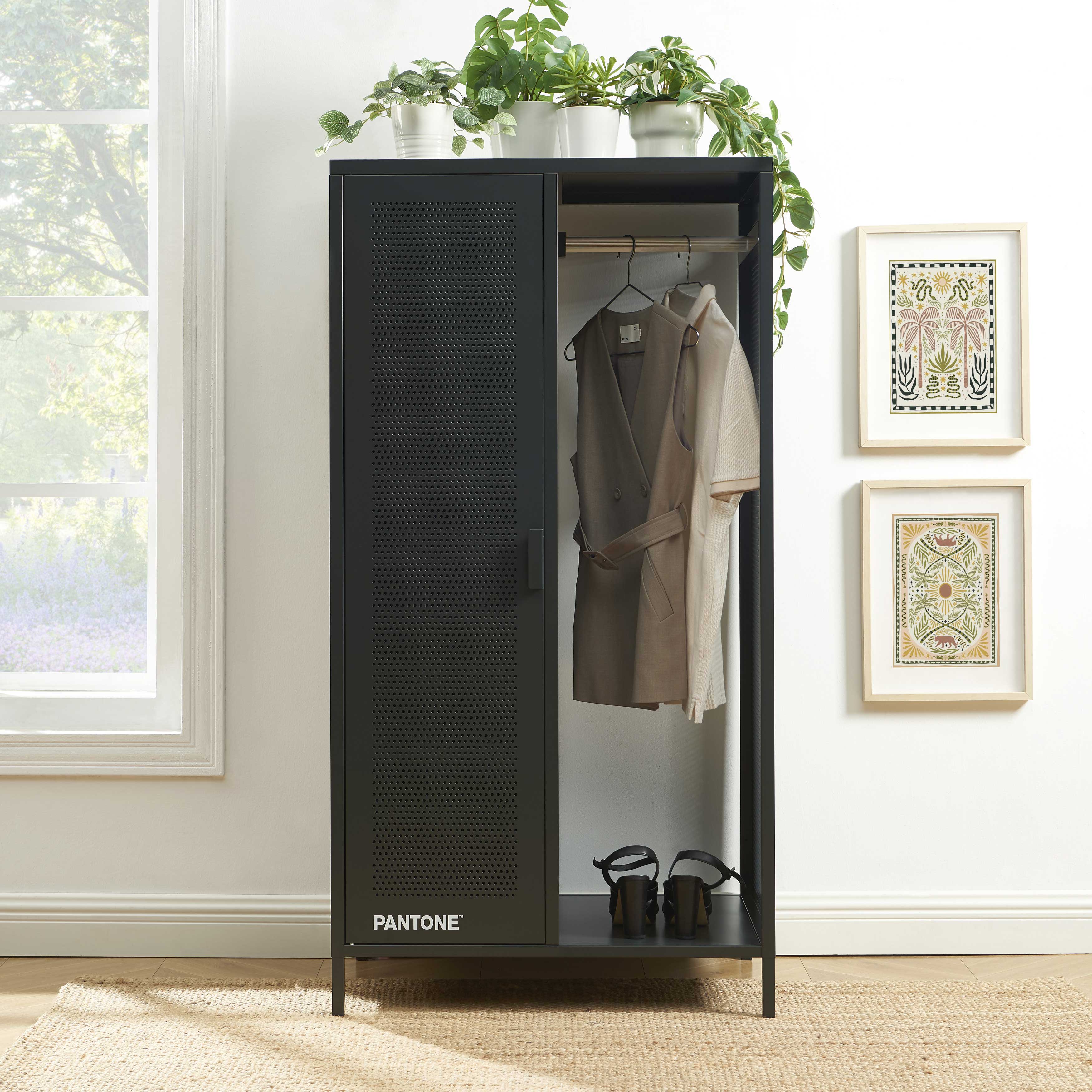 PANTONE® Metal Wardrobe with Hanging Rail – Anthracite