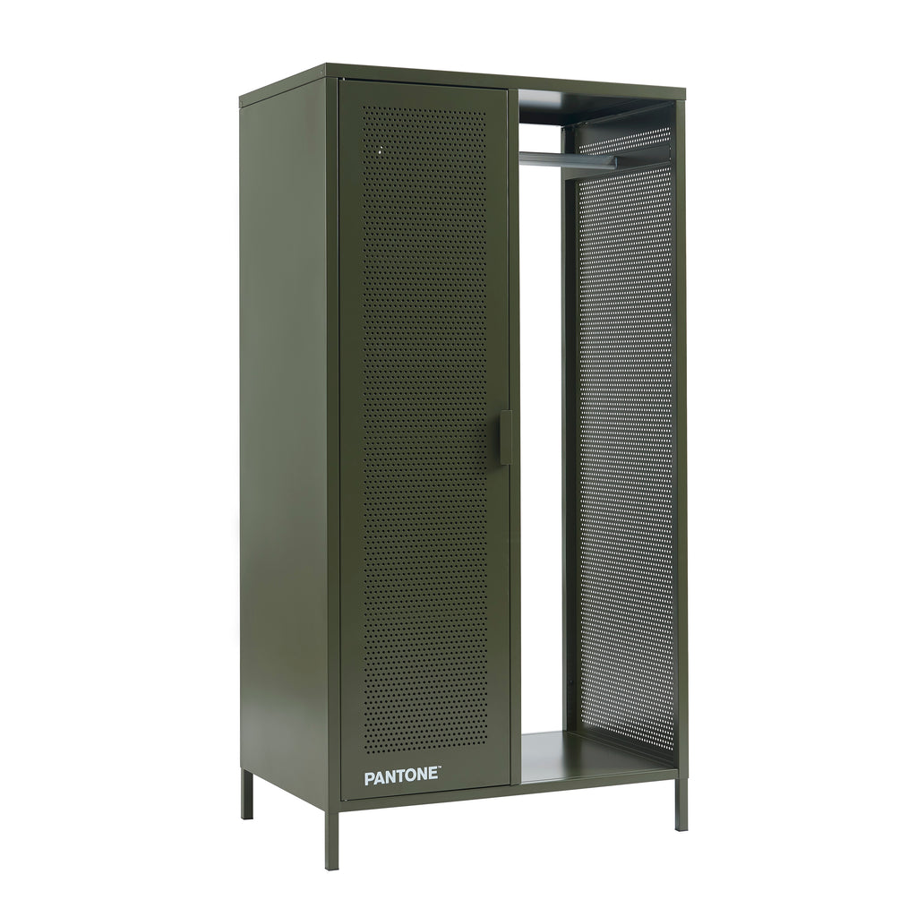 PANTONE® Metal Wardrobe with Hanging Rail – Olive green