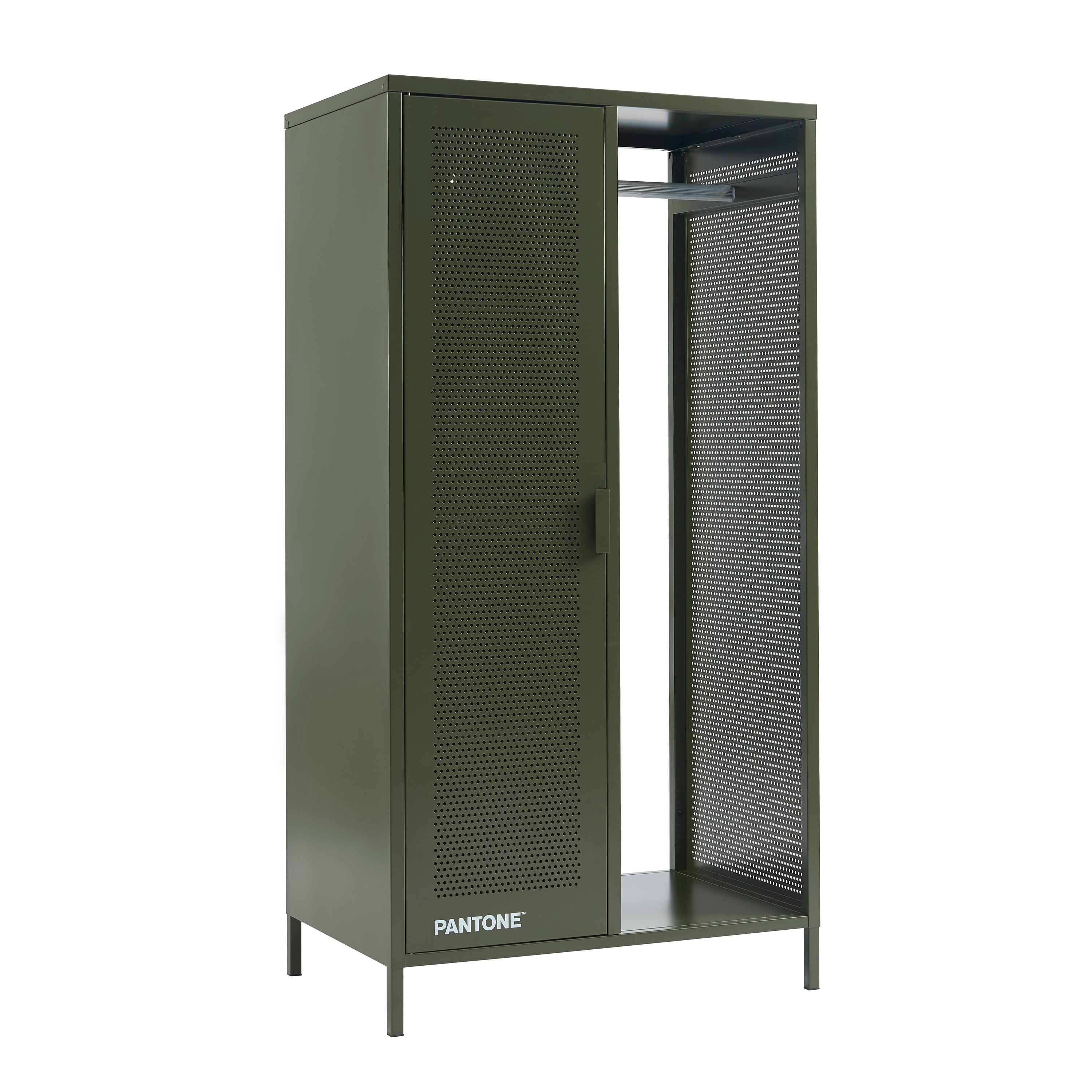 PANTONE® Metal Wardrobe with Hanging Rail – Olive green