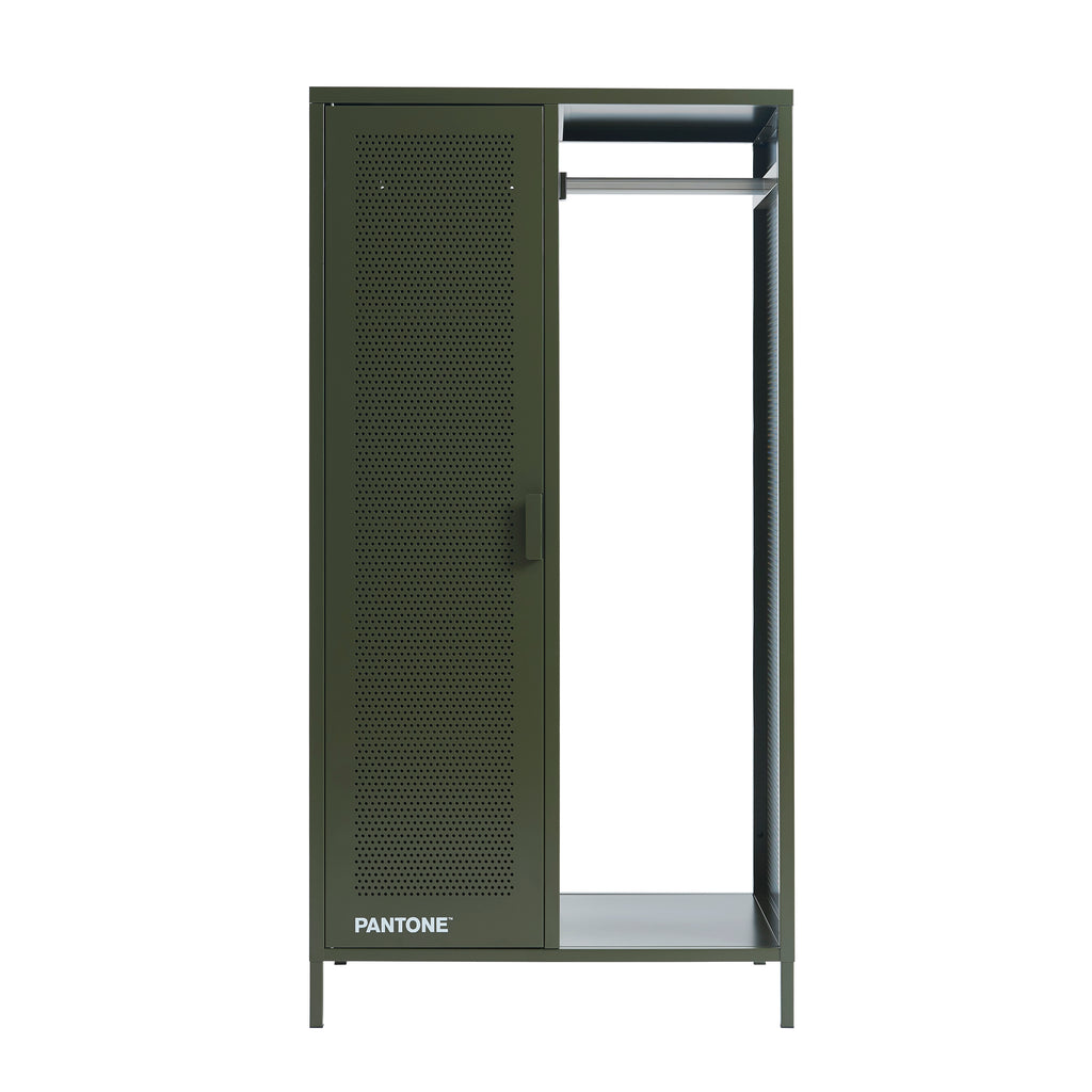 PANTONE® Metal Wardrobe with Hanging Rail – Olive green