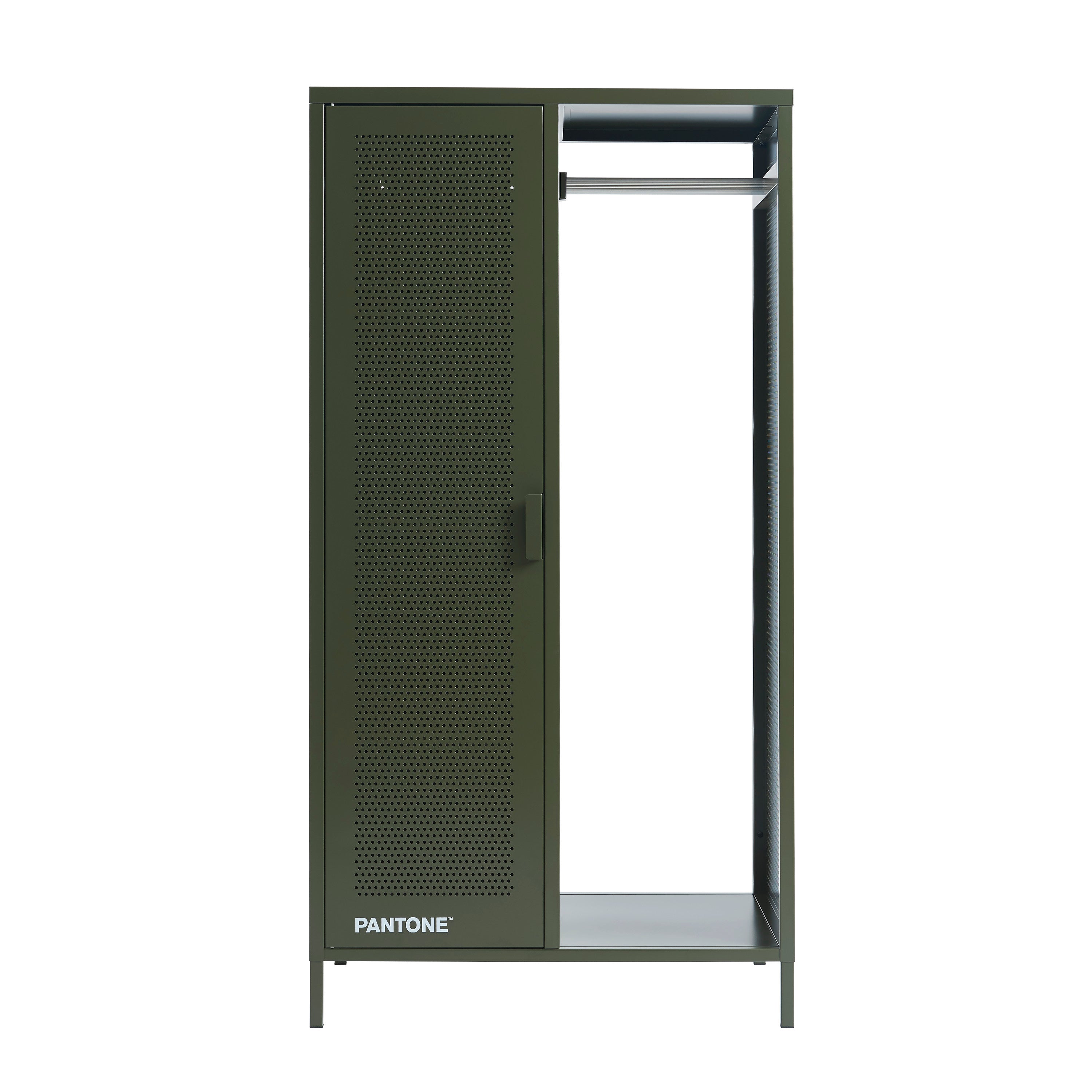 PANTONE® Metal Wardrobe with Hanging Rail – Olive green