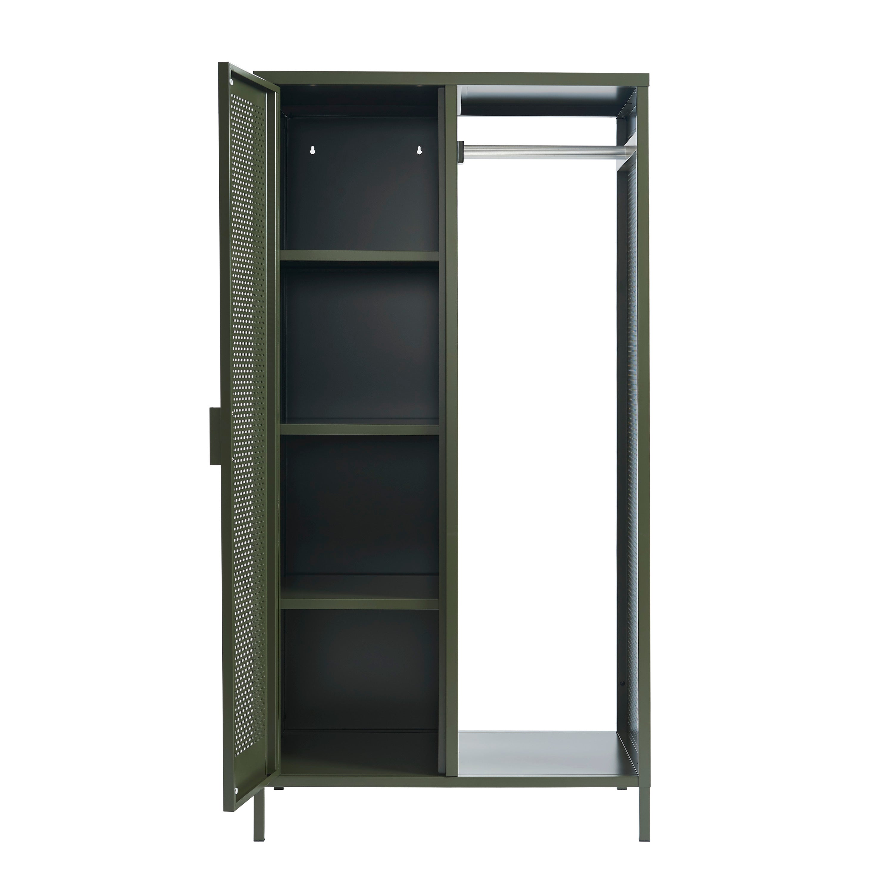 PANTONE® Metal Wardrobe with Hanging Rail – Olive green