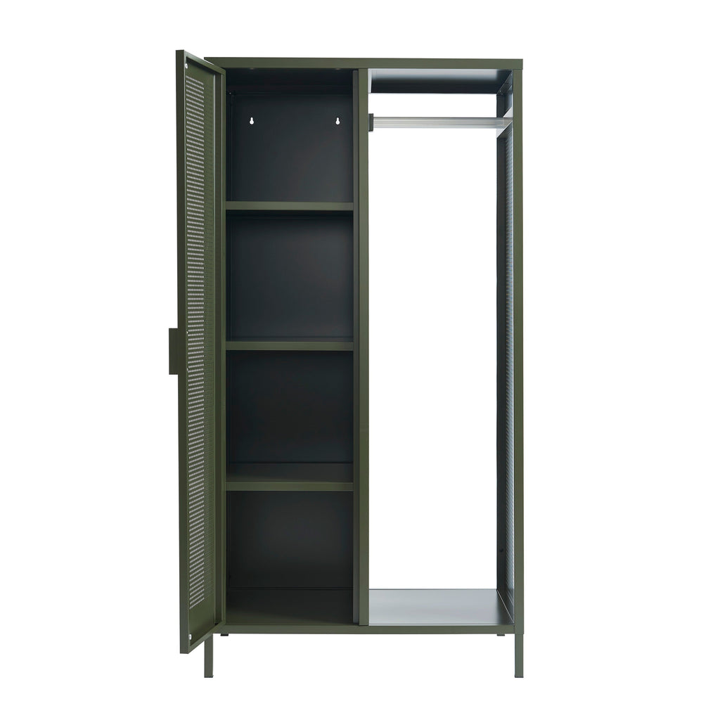 PANTONE® Metal Wardrobe with Hanging Rail – Olive green