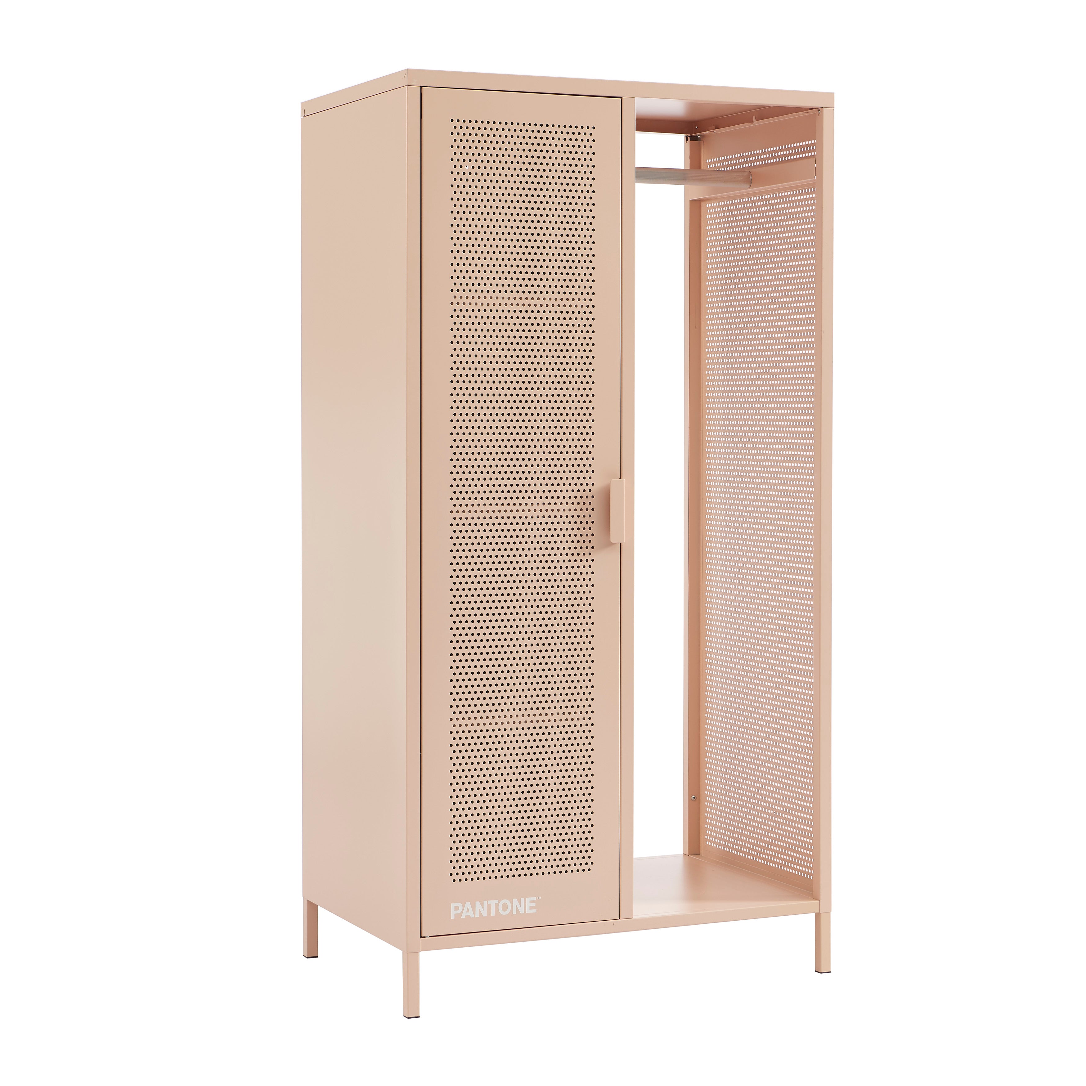 PANTONE® Metal Wardrobe with Hanging Rail – Pink