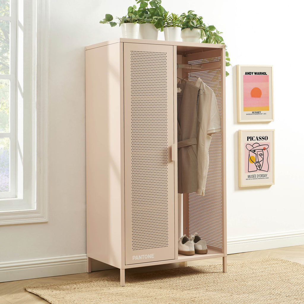 PANTONE® Metal Wardrobe with Hanging Rail – Pink