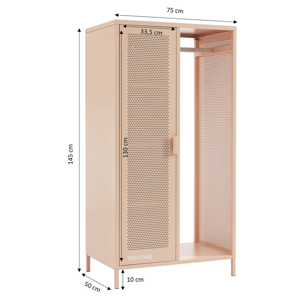 PANTONE® Metal Wardrobe with Hanging Rail – Pink