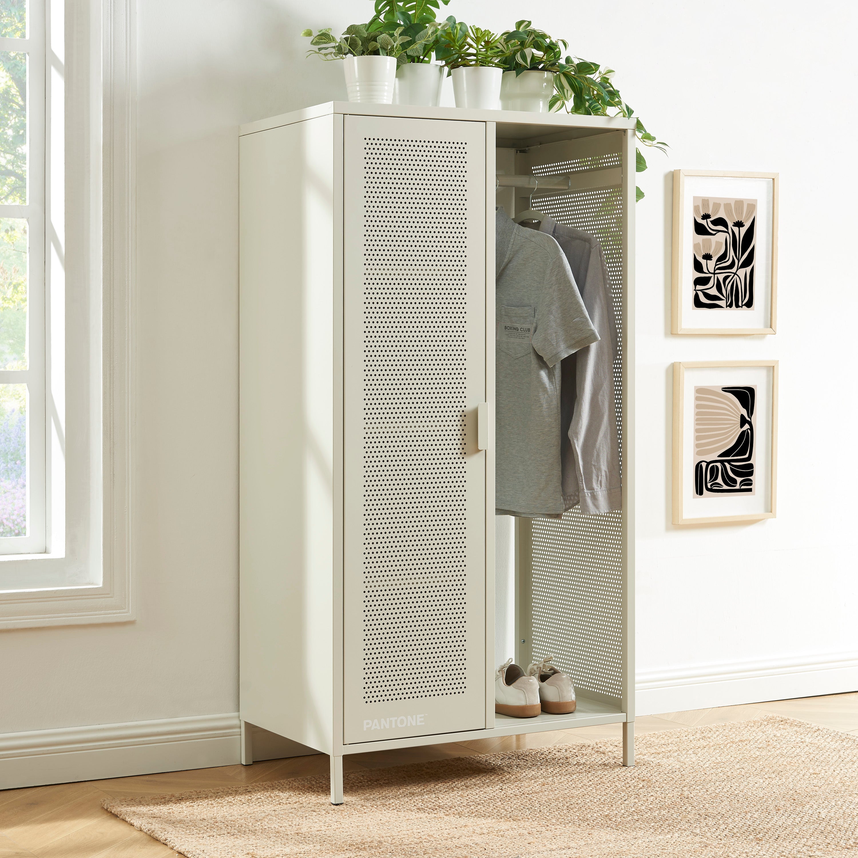 PANTONE® Metal Wardrobe with Hanging Rail – Sand
