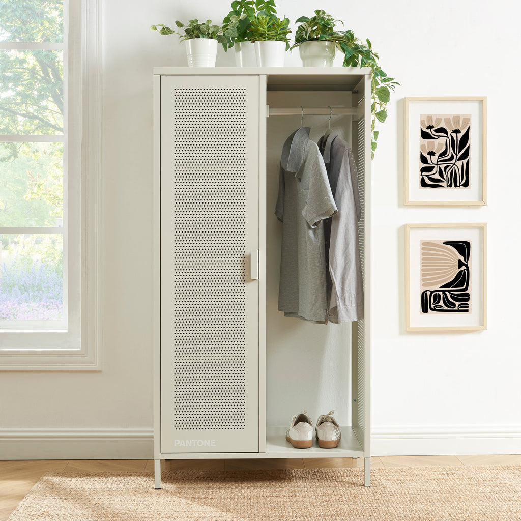 PANTONE® Metal Wardrobe with Hanging Rail – Sand