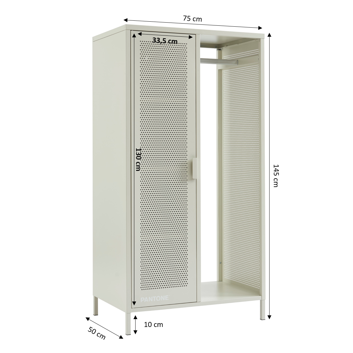 PANTONE® Metal Wardrobe with Hanging Rail – Sand