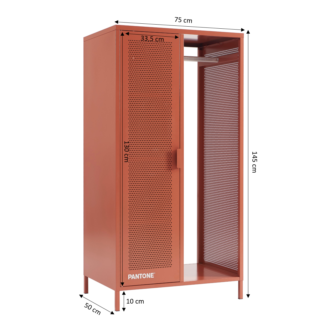 PANTONE® Metal Wardrobe with Hanging Rail – Terracotta