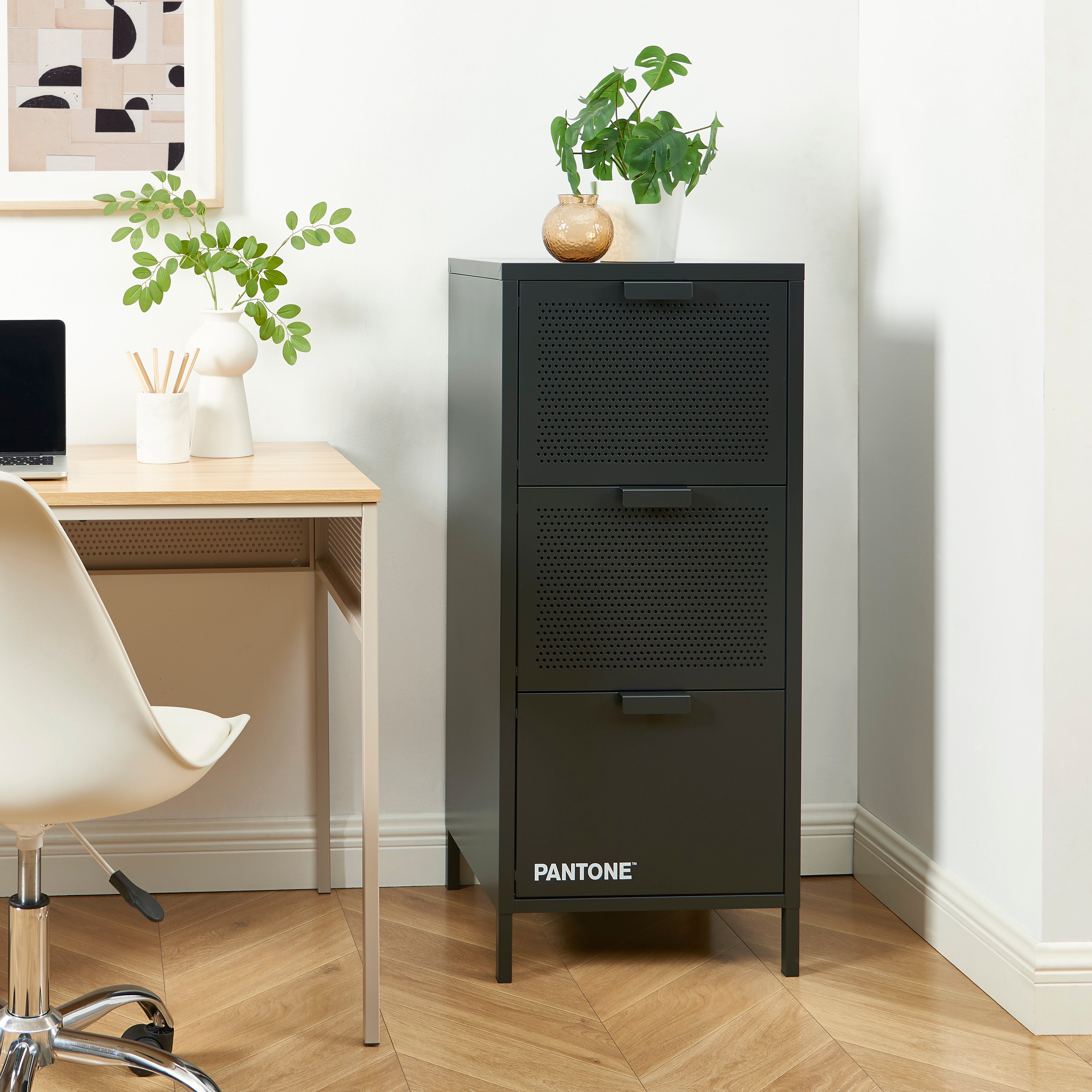 PANTONE® Metal Desk Pedestal with Drawers – Anthracite