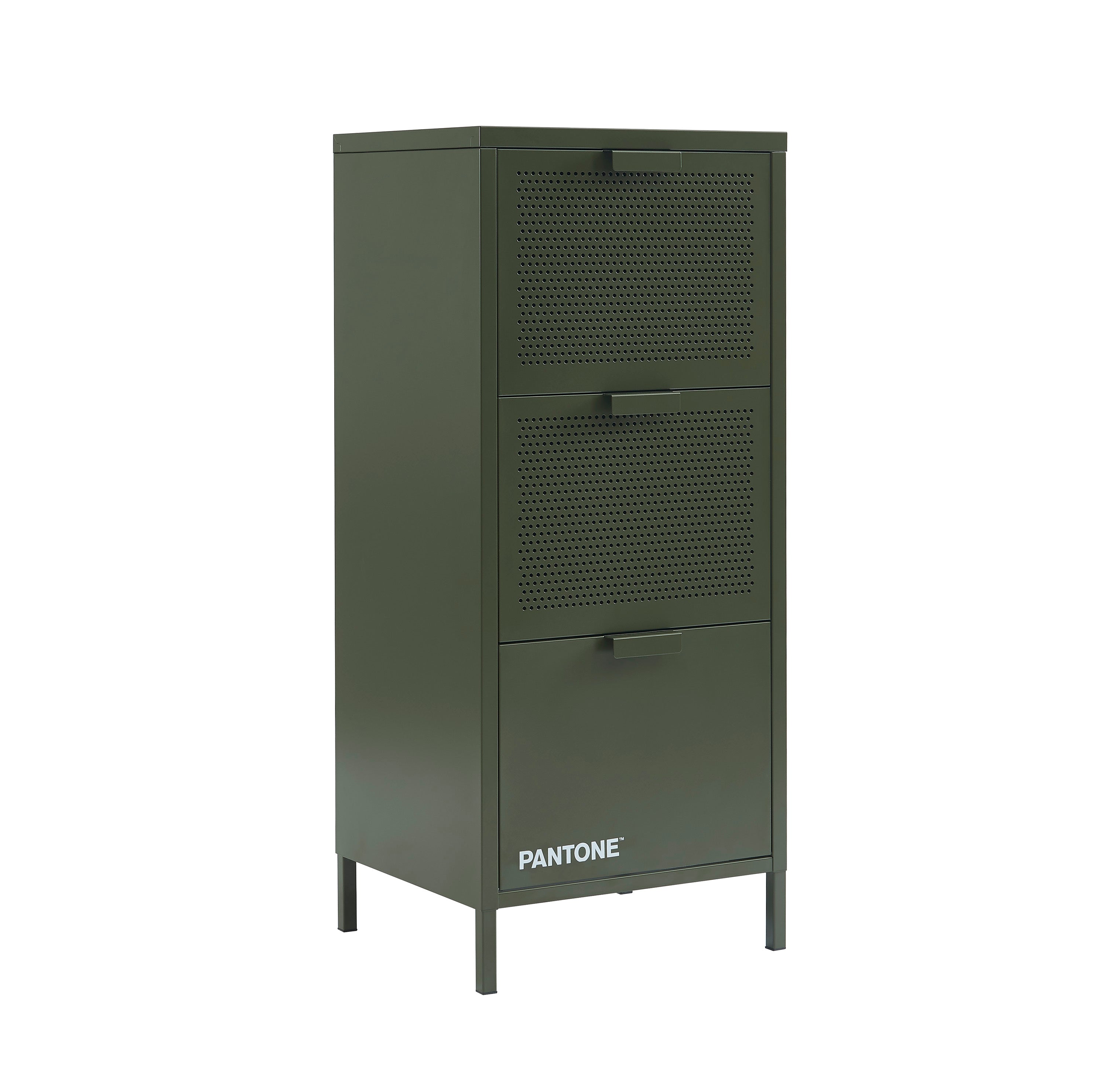 PANTONE® Metal Desk Pedestal with Drawers – Olive green